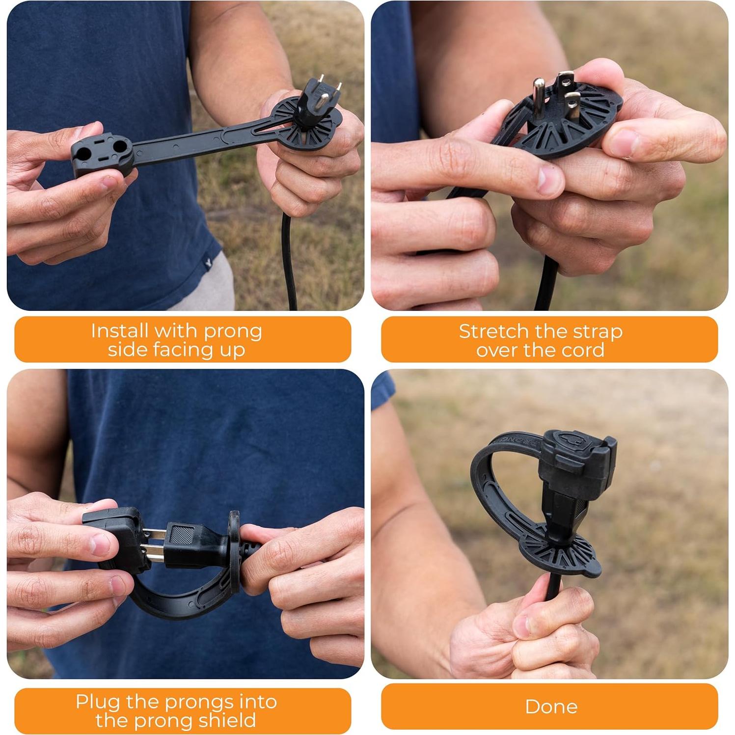 Cubierta Protectora de Enchufe Exterior Prong Shield Negro 2 Unidades