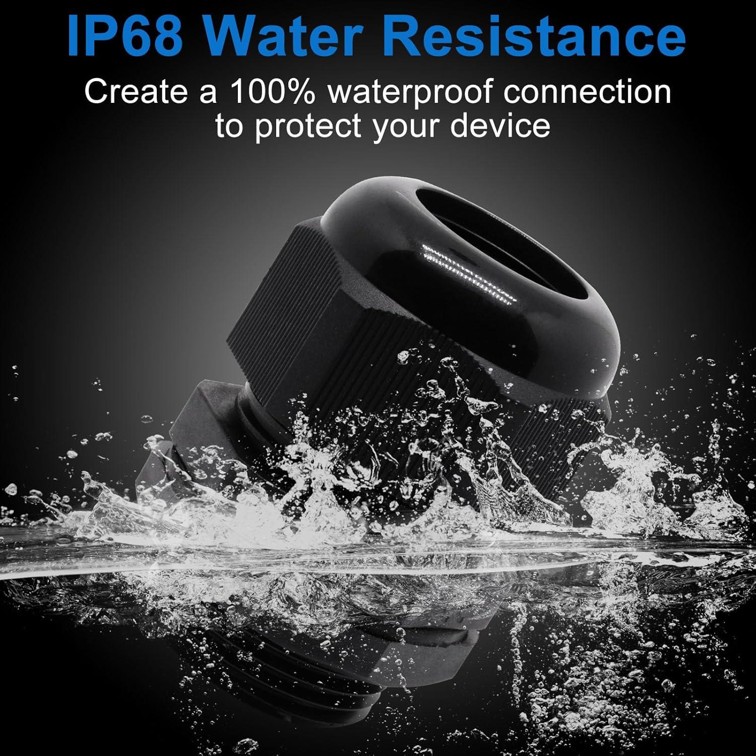 Gland de Cable Impermeable Sydien 3/4" NPT 6 Pcs IP68 Negro