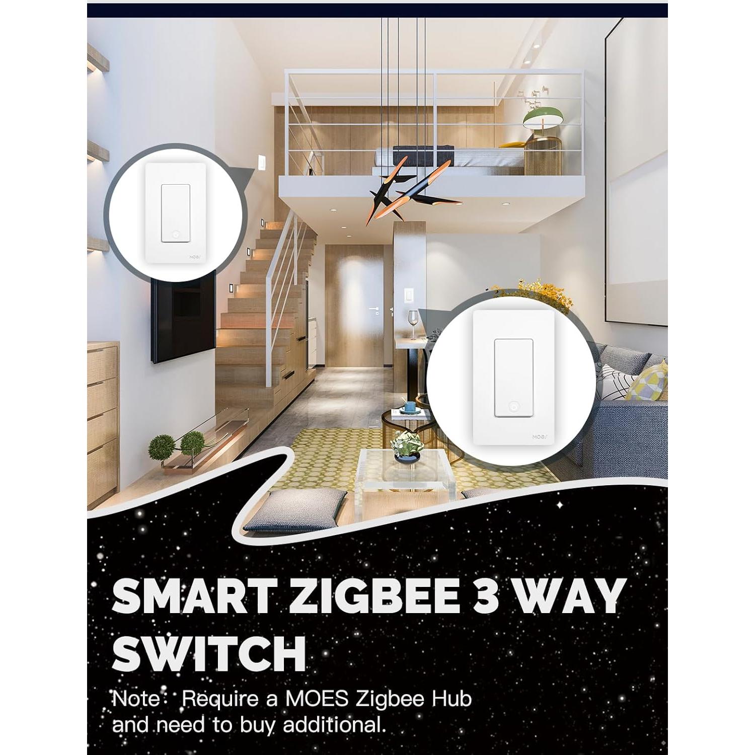Interruptor de Luz Zigbee MOES 1 Gang Neutro Control Remoto