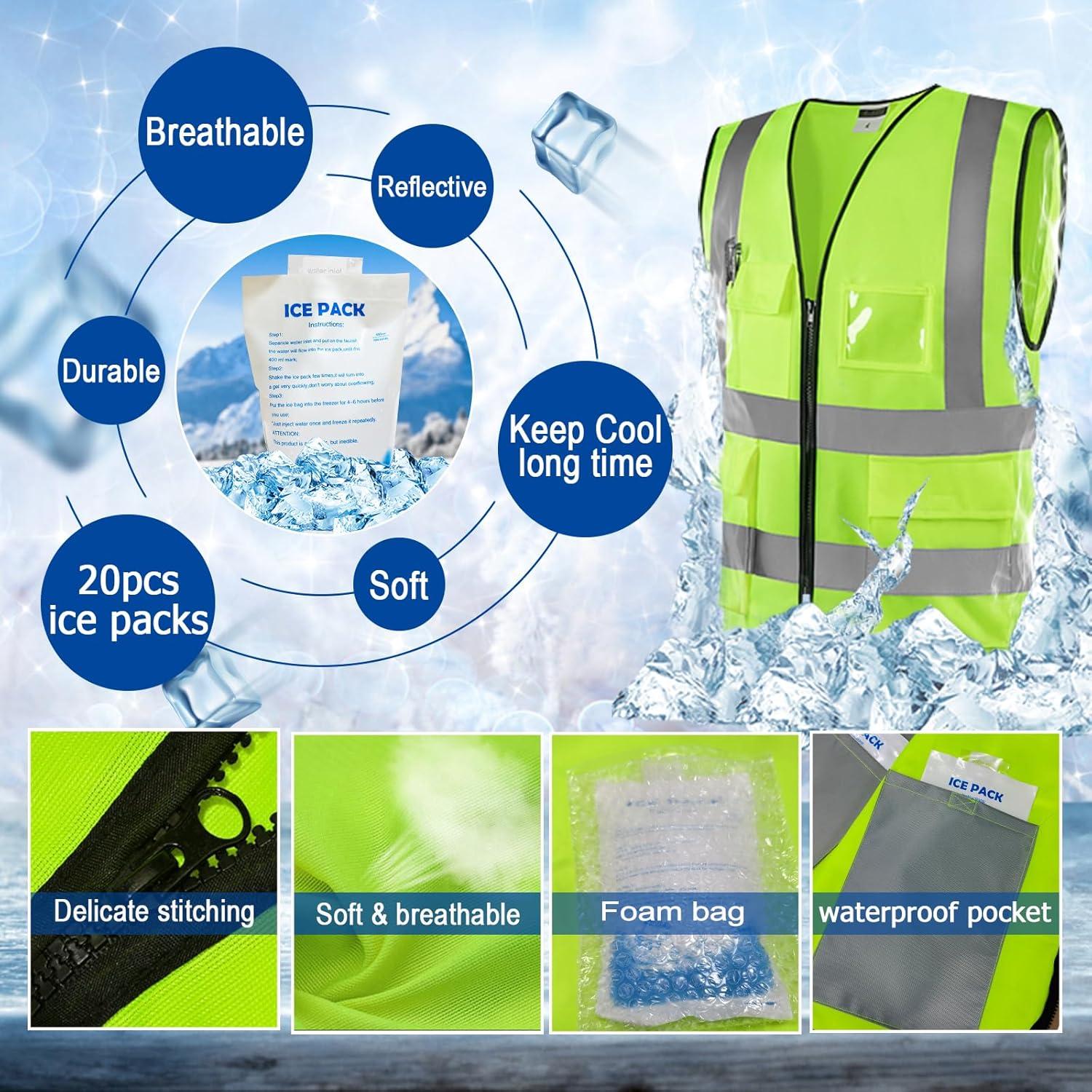 Chaleco Refrigerante de Seguridad - Amarillo Grande con 20 Hielos