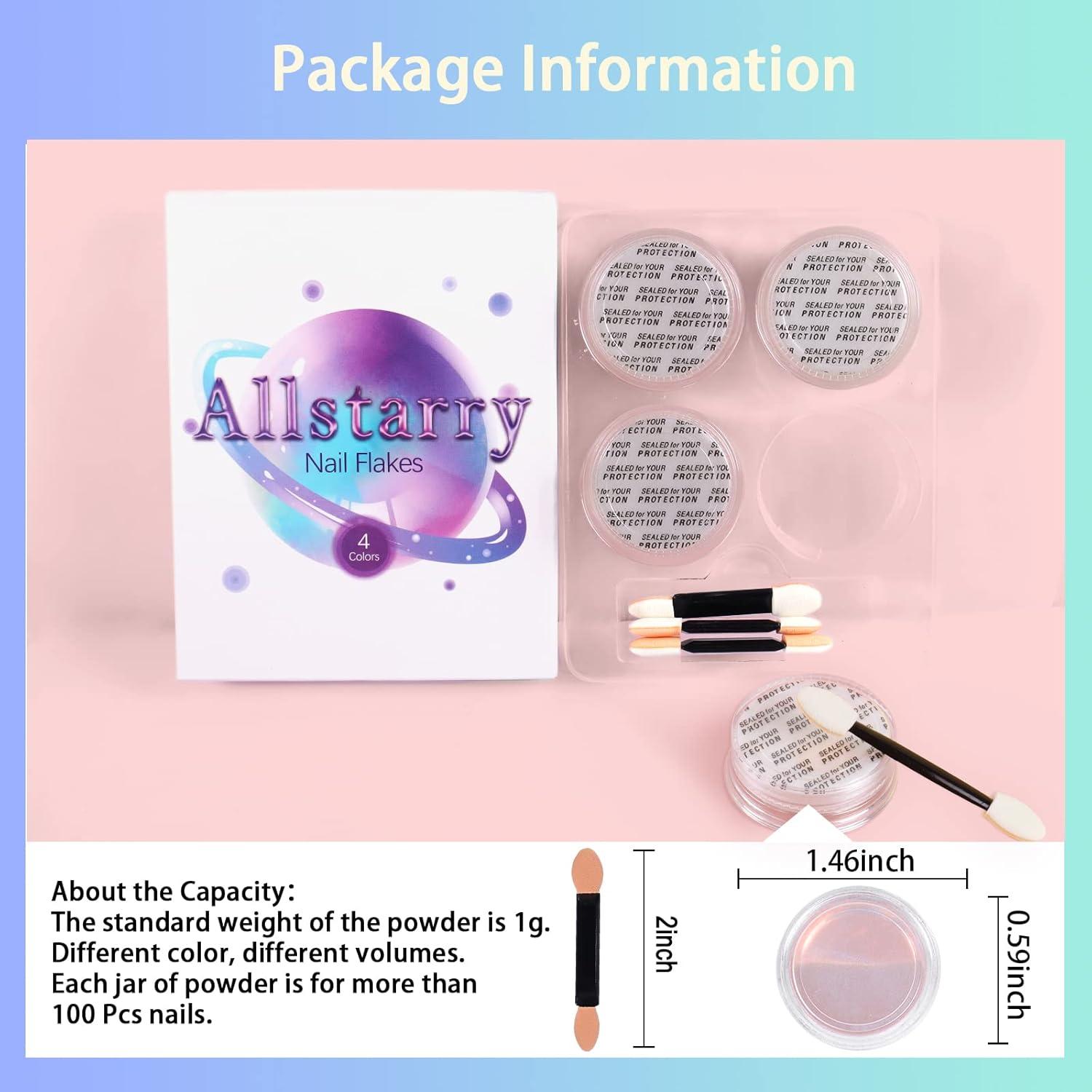 Polvo de Uñas de Cromo Blanco Allstarry 4 PCS Efecto Camaleón