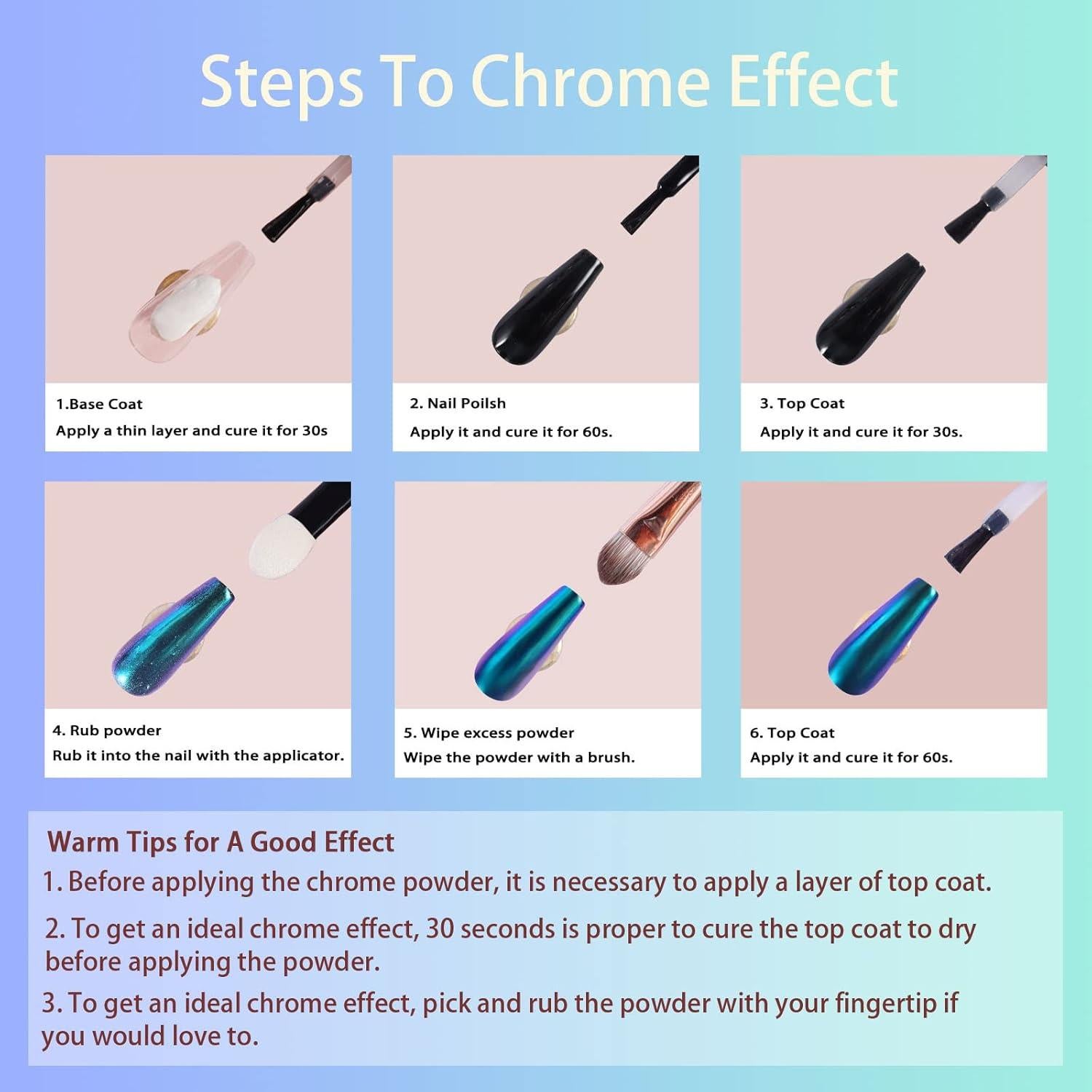 Polvo de Uñas de Cromo Blanco Allstarry 4 PCS Efecto Camaleón