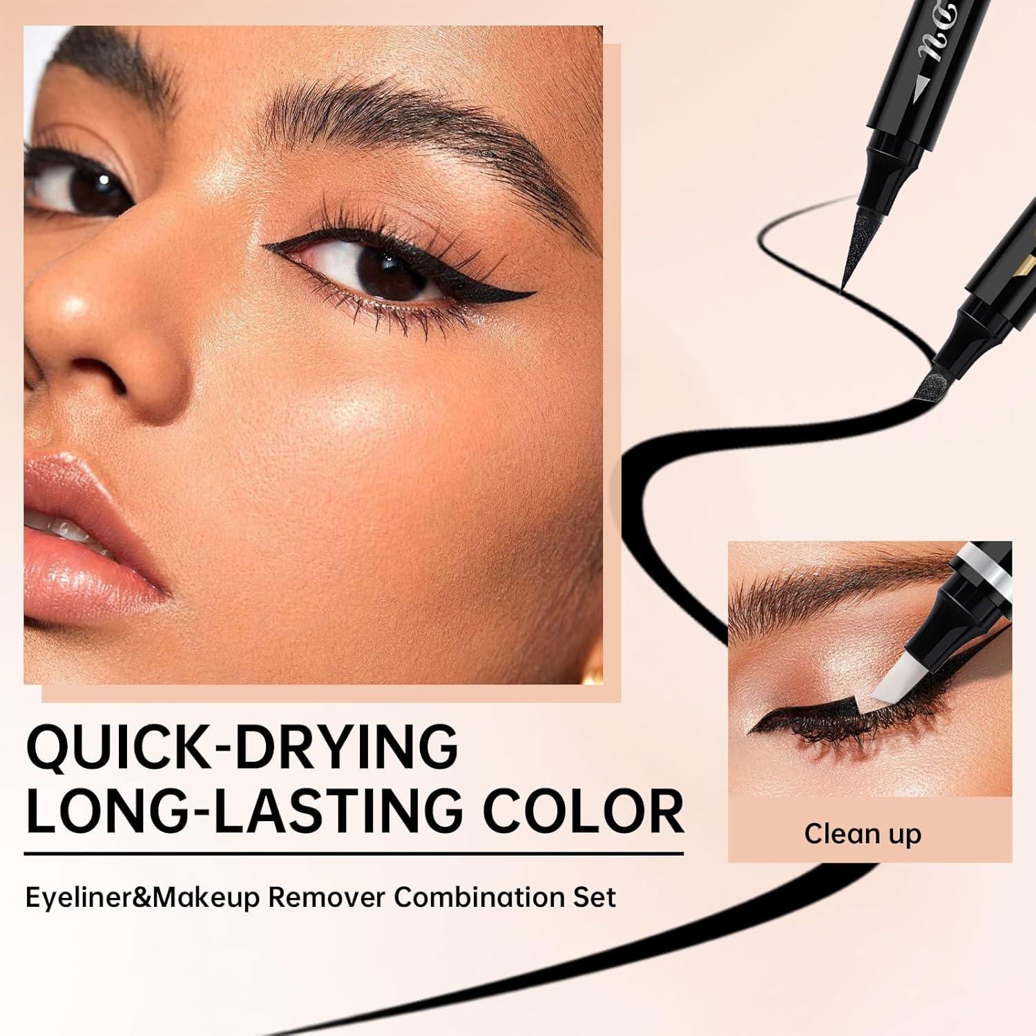 Conjunto de Delineador de Ojos Alado y Removedor de Maquillaje