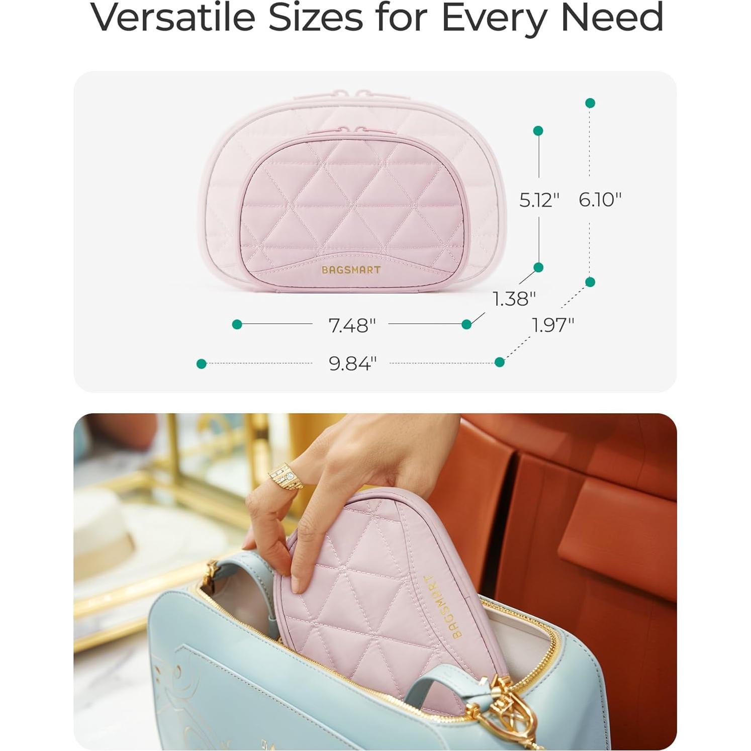 Estuche de Joyería de Viaje BAGSMART Rosa Claro 19x13 cm