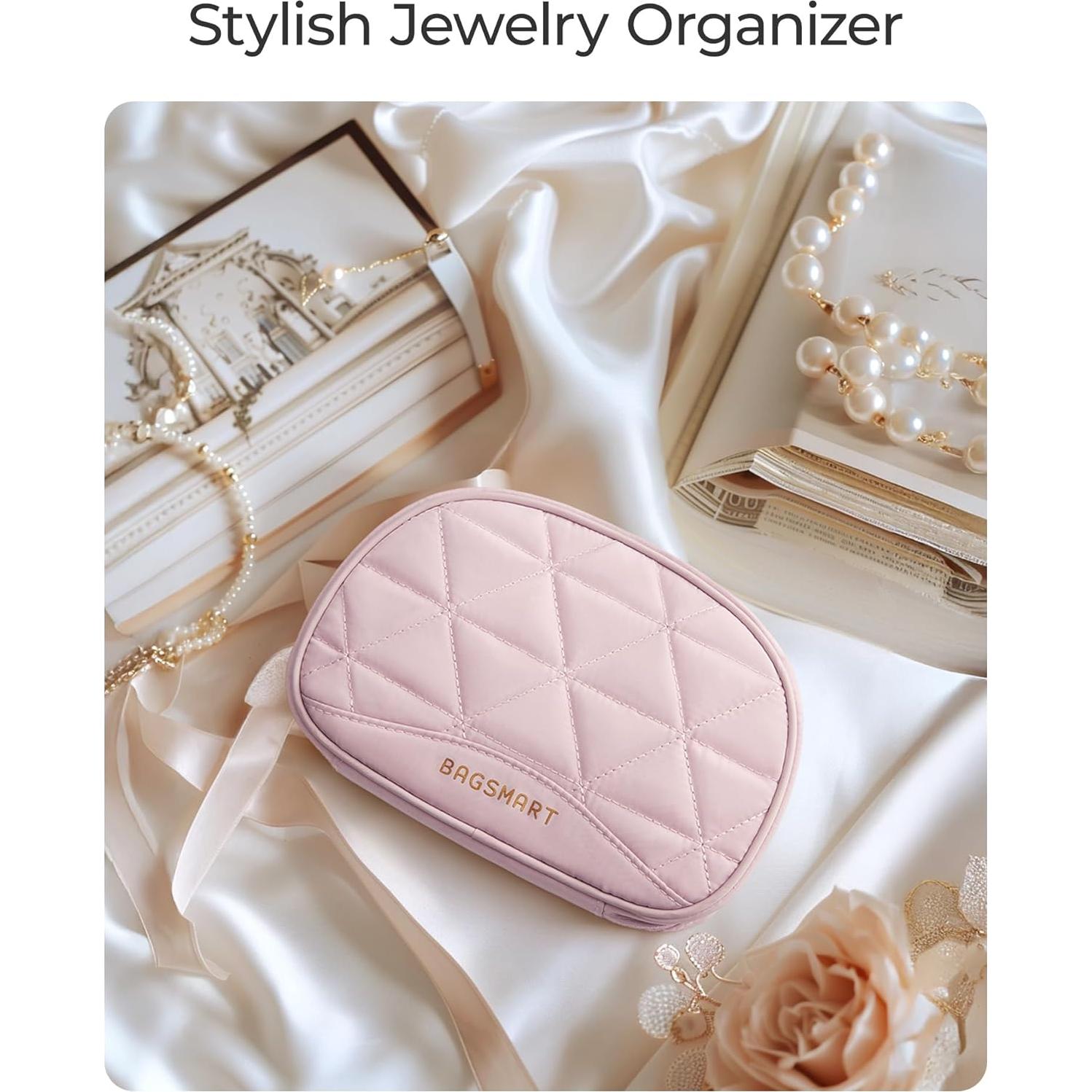 Estuche de Joyería de Viaje BAGSMART Rosa Claro 19x13 cm