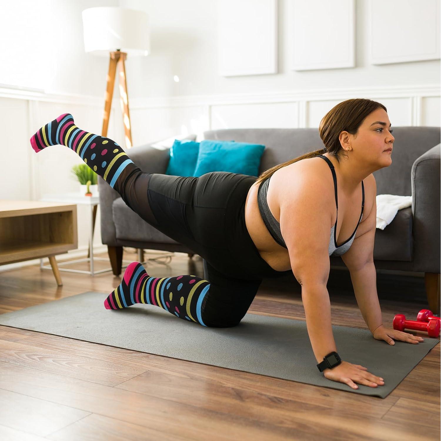 4 Pares Calcetines de Compresión Talla Grande VOMFIT 20-30 mmHg