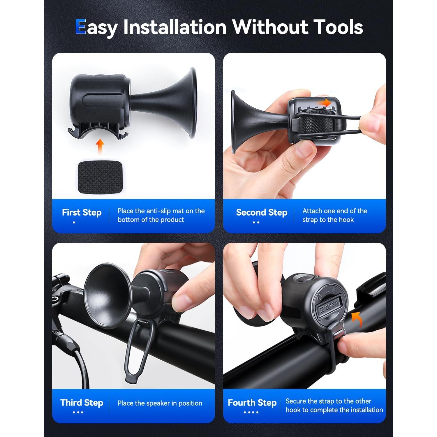 Timbre Electrónico de Bicicleta EQIIO EH-2 120dB Negro