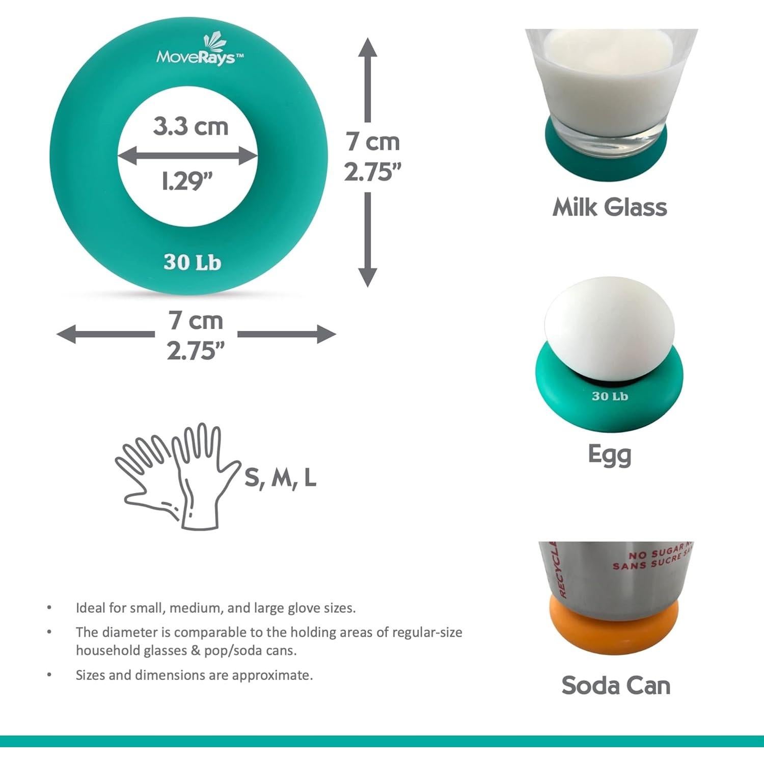 Fortalecedor de Agarre MoveRays - Silicona Verde, 30-50 lb