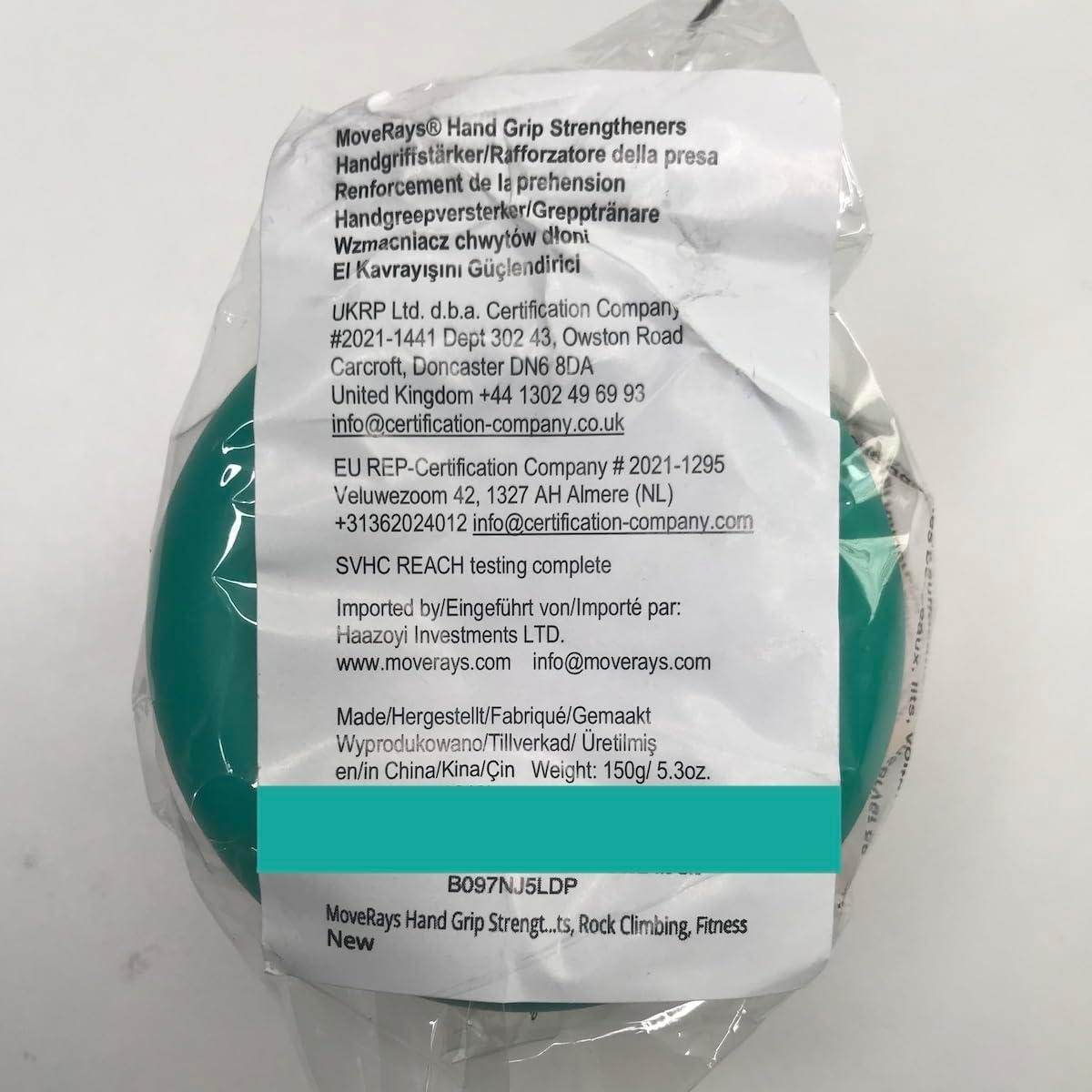 Fortalecedor de Agarre MoveRays - Silicona Verde, 30-50 lb