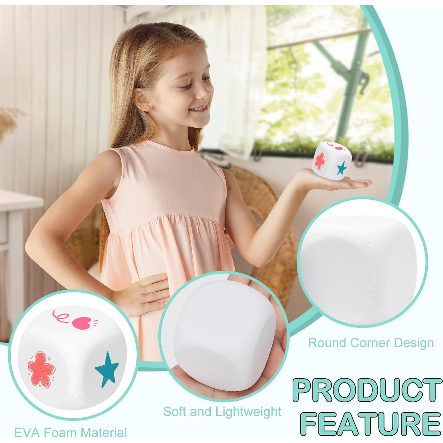 10 Dados de Espuma EVA Blancos 5 cm para Manualidades y Juegos