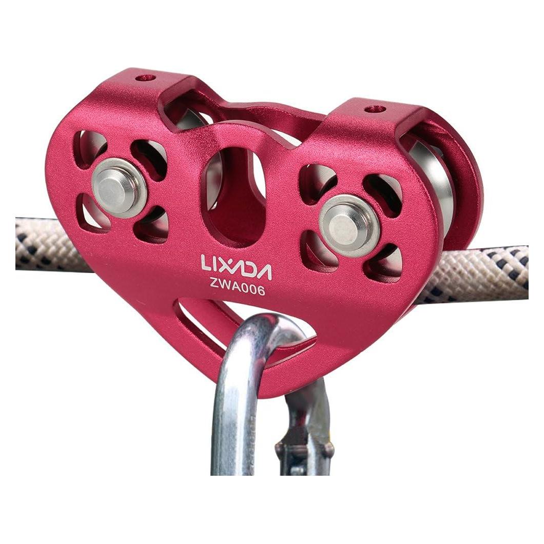 Polea Doble de Zip Line Lixada 30KN para Cables de 1/4 a 1/2