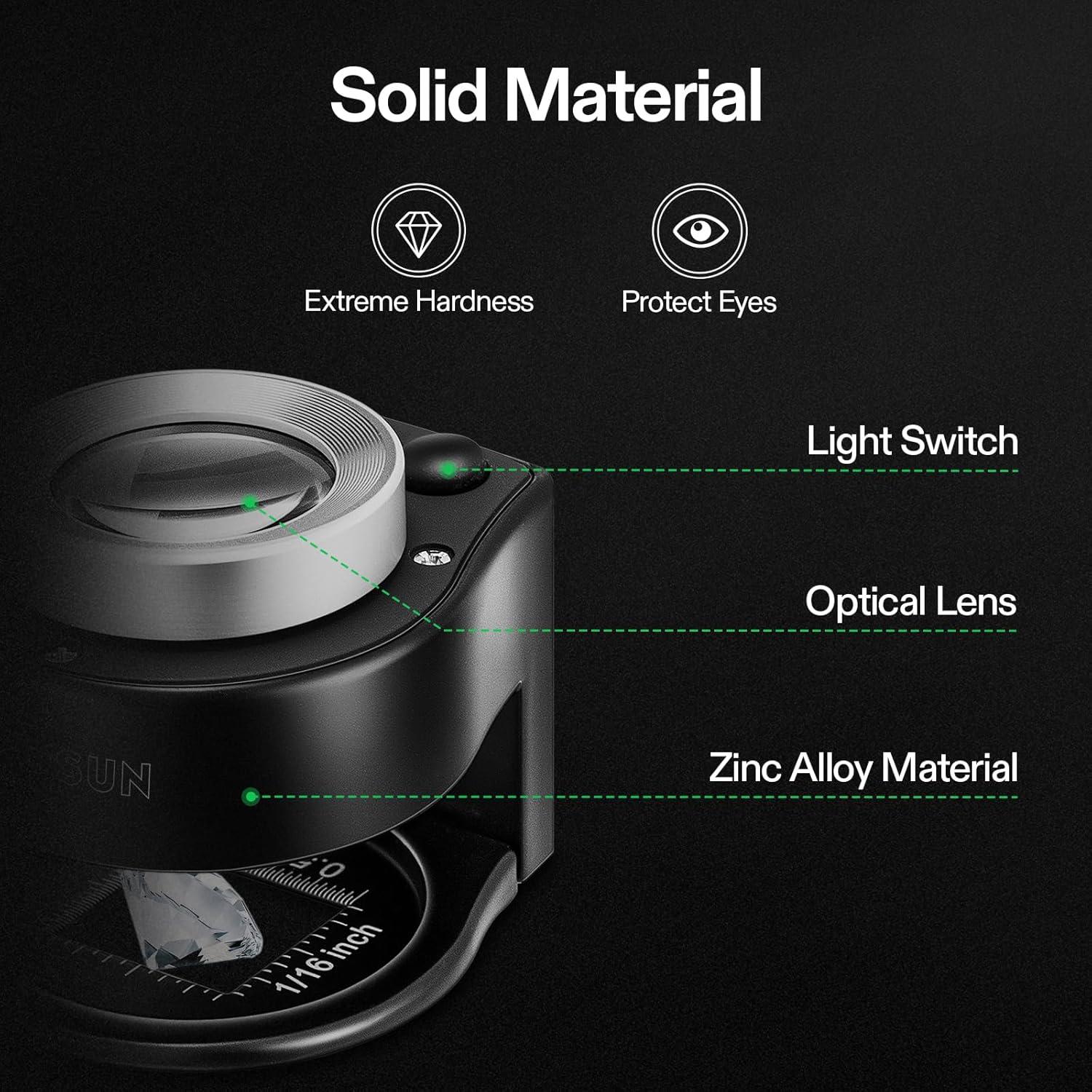 Lupa Magnificadora Recargable VIVOSUN 30X con Luz LED y UV