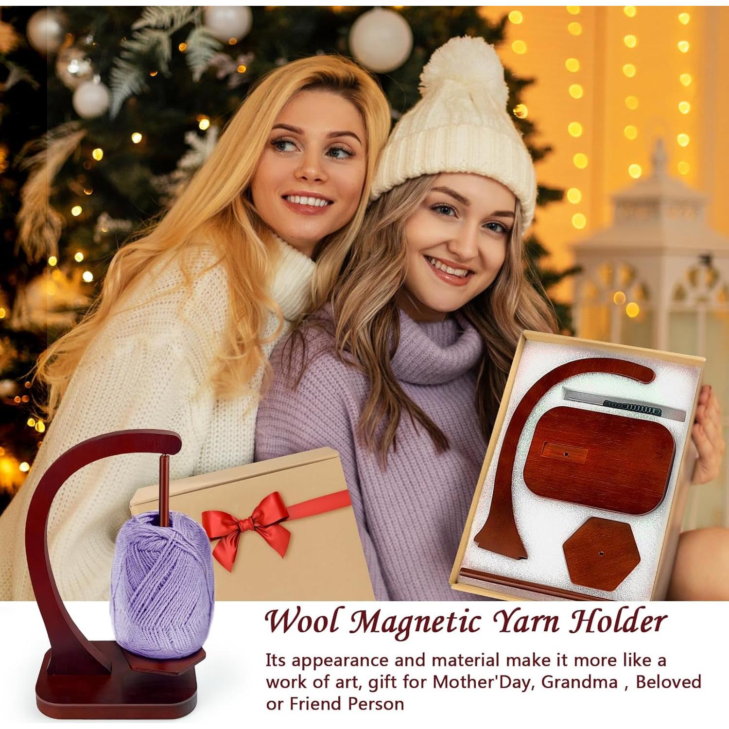 Soporte de Hilo JUCPASH de Madera con Rotación Magnética - Marrón