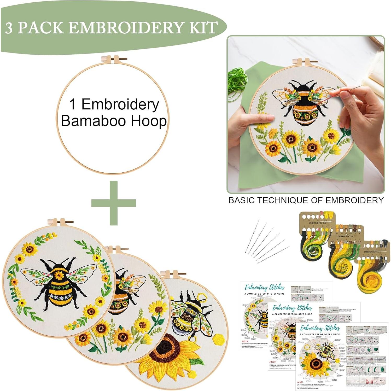 Kit de Bordado Nuberlic Abeja para Adultos - 3 Piezas