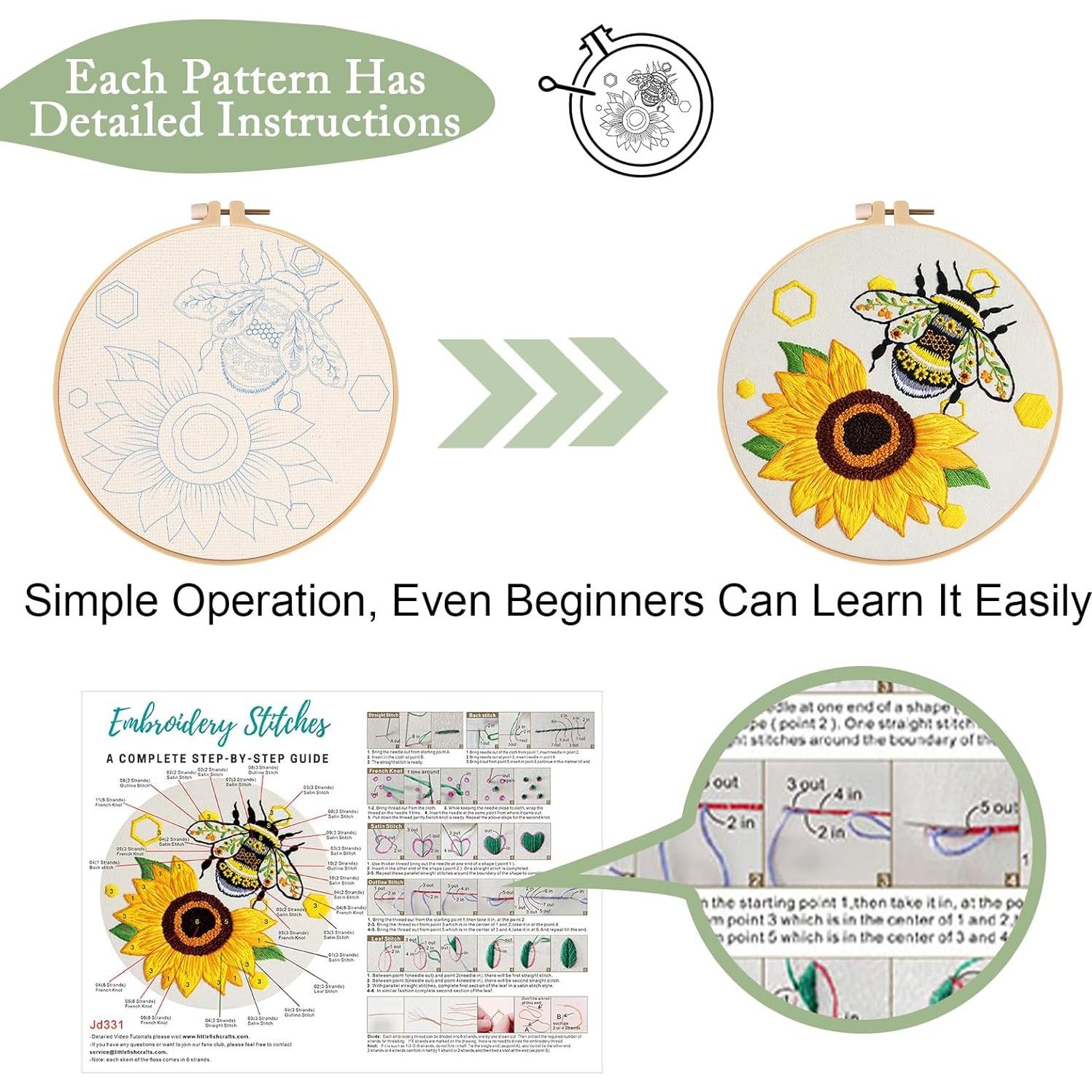 Kit de Bordado Nuberlic Abeja para Adultos - 3 Piezas