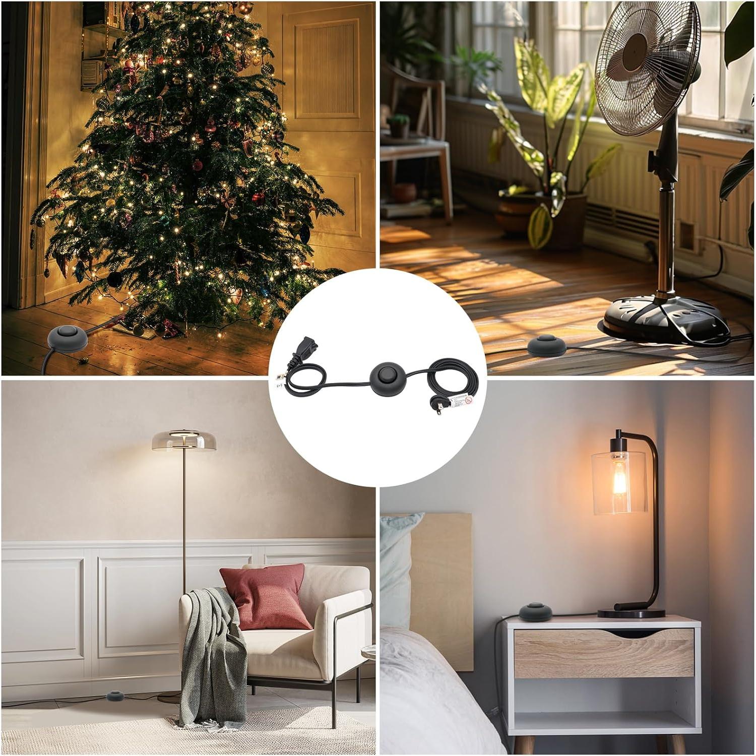 Interruptor de Pie FIRMERST 2 Paquetes Cable 1.83m Negro