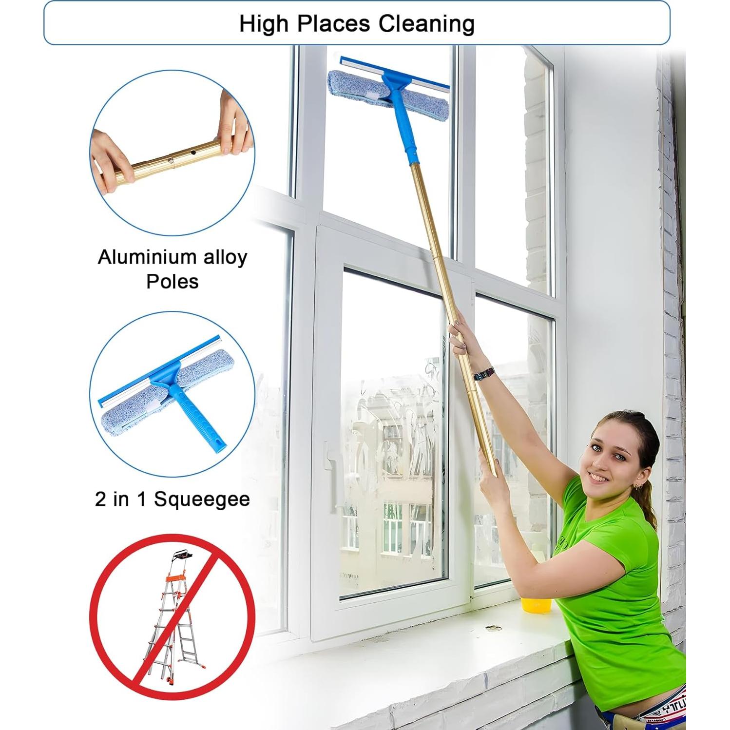 Kit de limpieza de ventanas 2 en 1 ZKUAOGDI con extensores