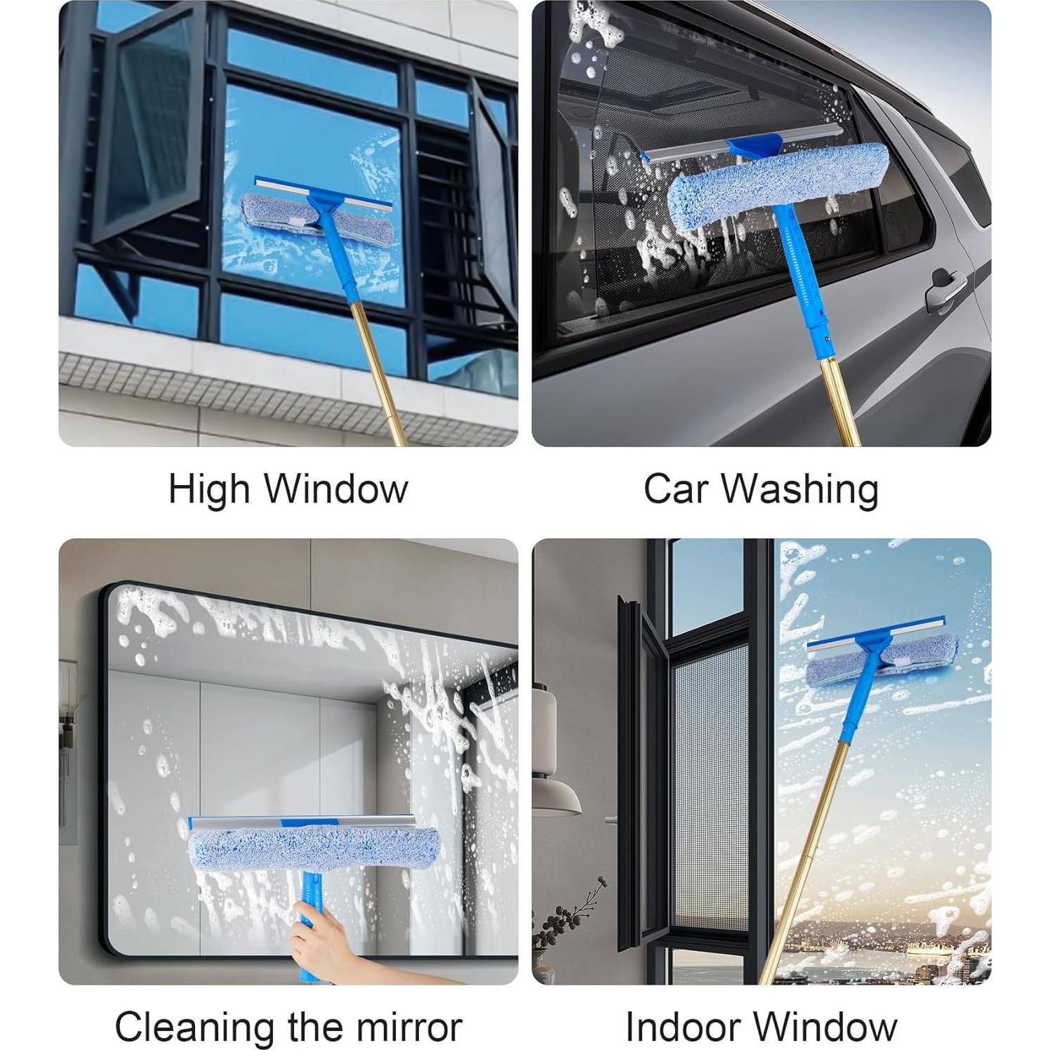 Kit de limpieza de ventanas 2 en 1 ZKUAOGDI con extensores