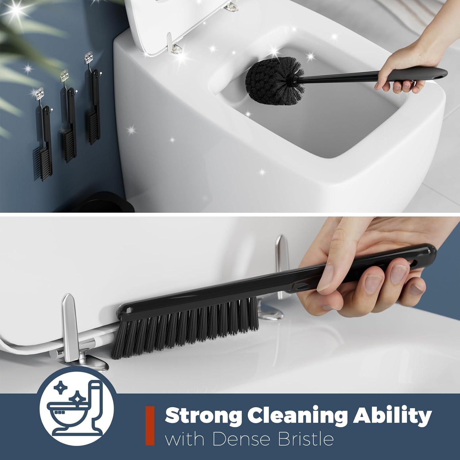 Juego de 3 Cepillos de Inodoro Holaloha con Soporte Negro