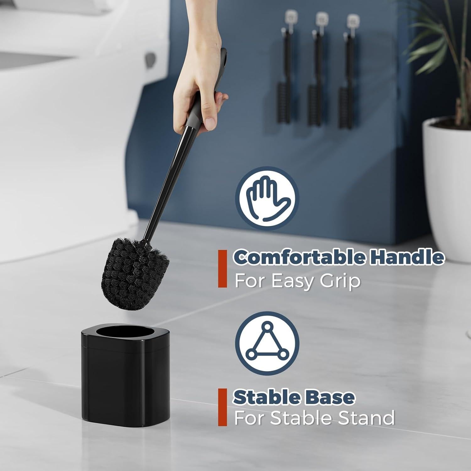 Juego de 3 Cepillos de Inodoro Holaloha con Soporte Negro