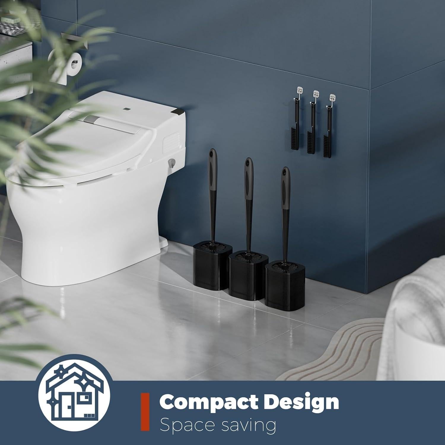 Juego de 3 Cepillos de Inodoro Holaloha con Soporte Negro
