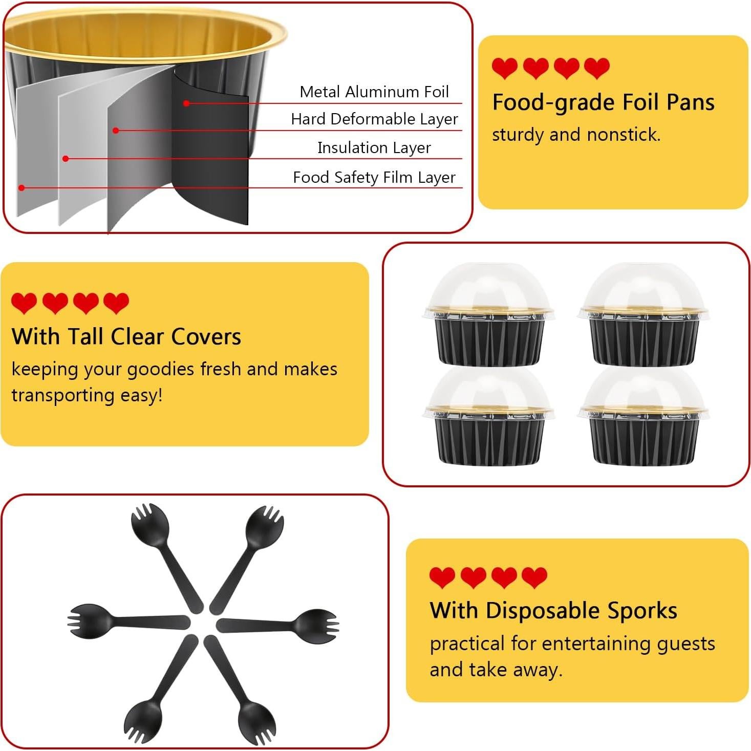 Moldes para Cupcakes LNYZQUS 5oz con Tapas - 100 Piezas