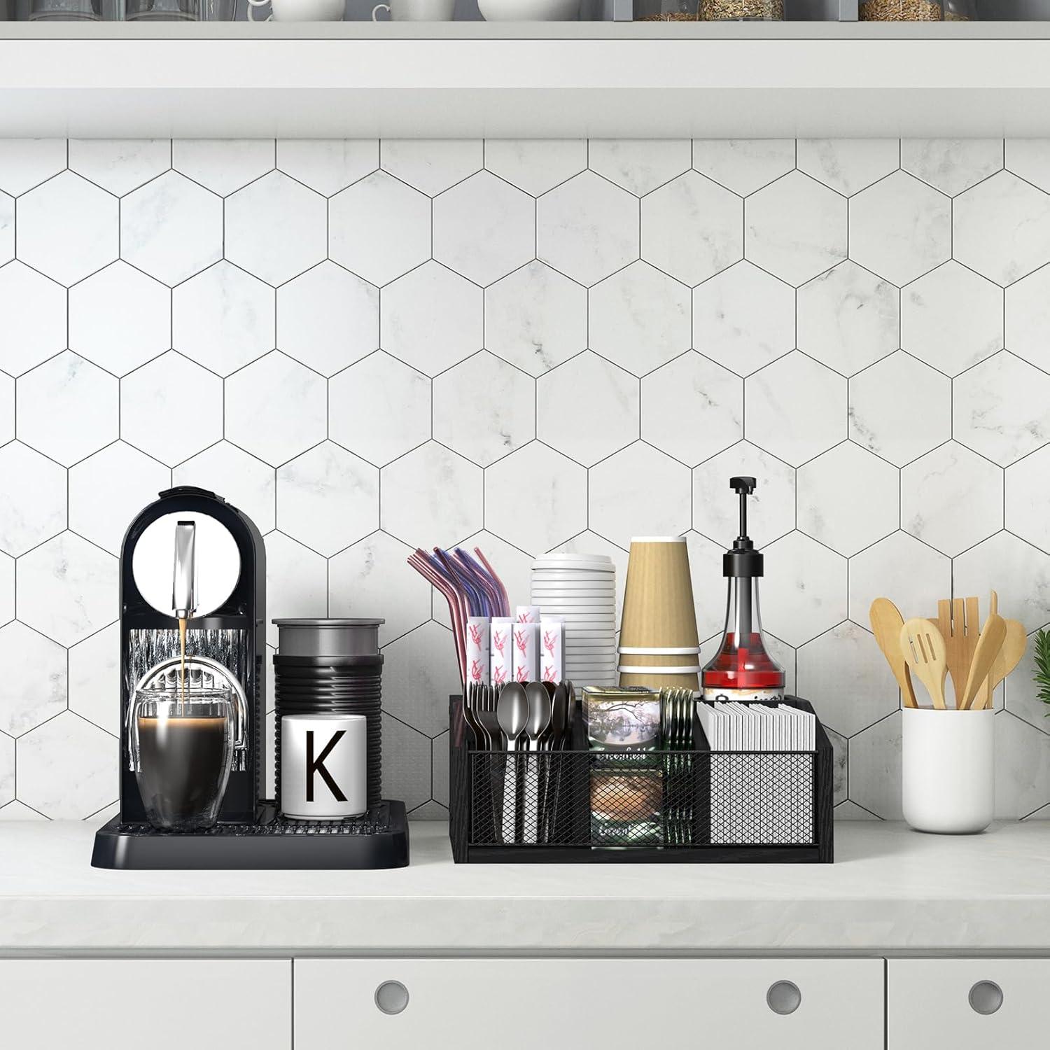 Organizador de Estación de Café NOVIMANGO 5 Compartimentos Madera Negra