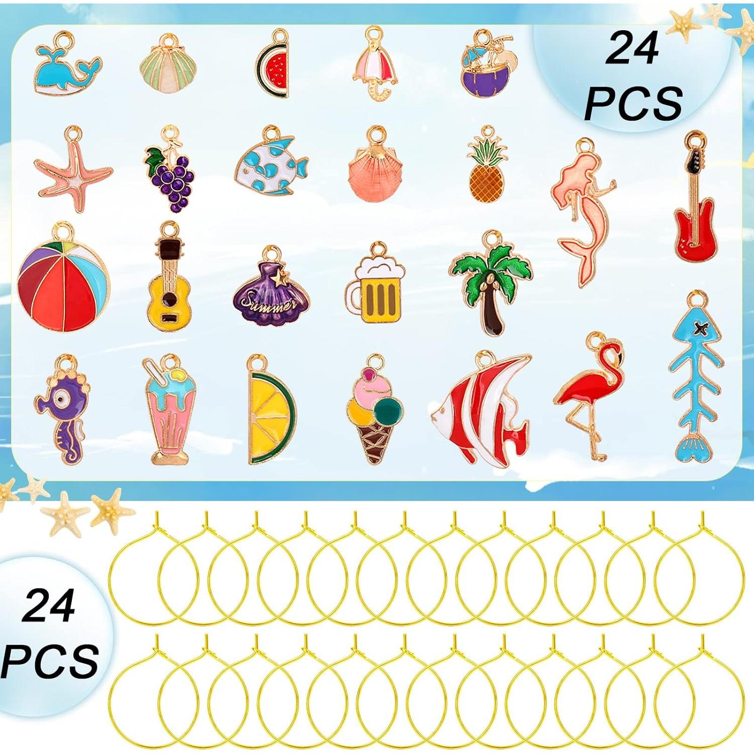 SANNIX 24 Encantos para Copas de Vino - Decoración Playa Verano