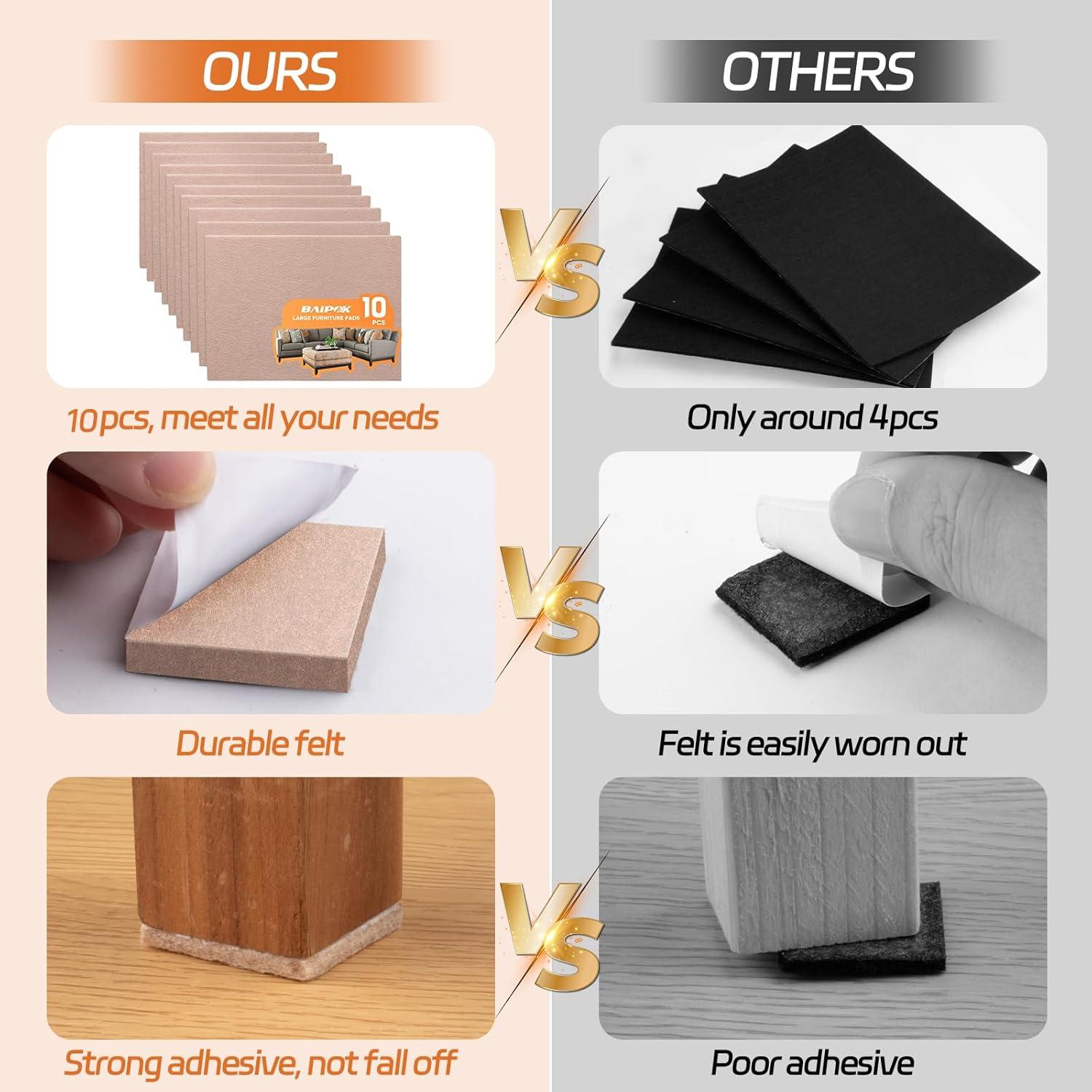 Almohadillas de Fieltro Autoadhesivas BAIPOK 10pcs 20x15cm Beige