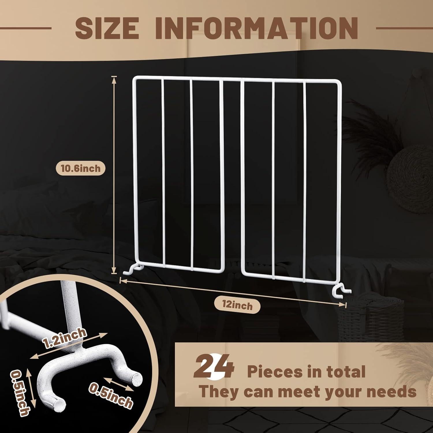 Divisores de Estante de Alambre Amylove 12 Pcs para Closet