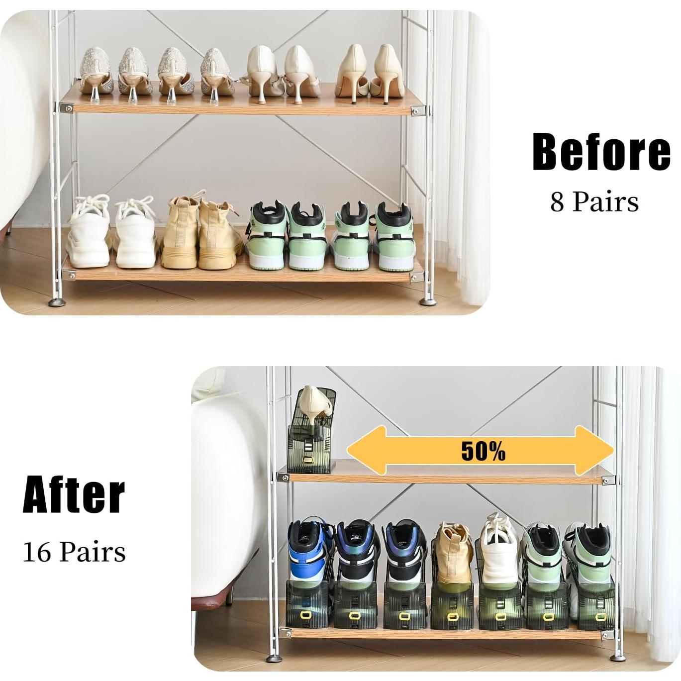 Organizador de Zapatos Uni HIMO 2Pack Transparente Verde Ajustable