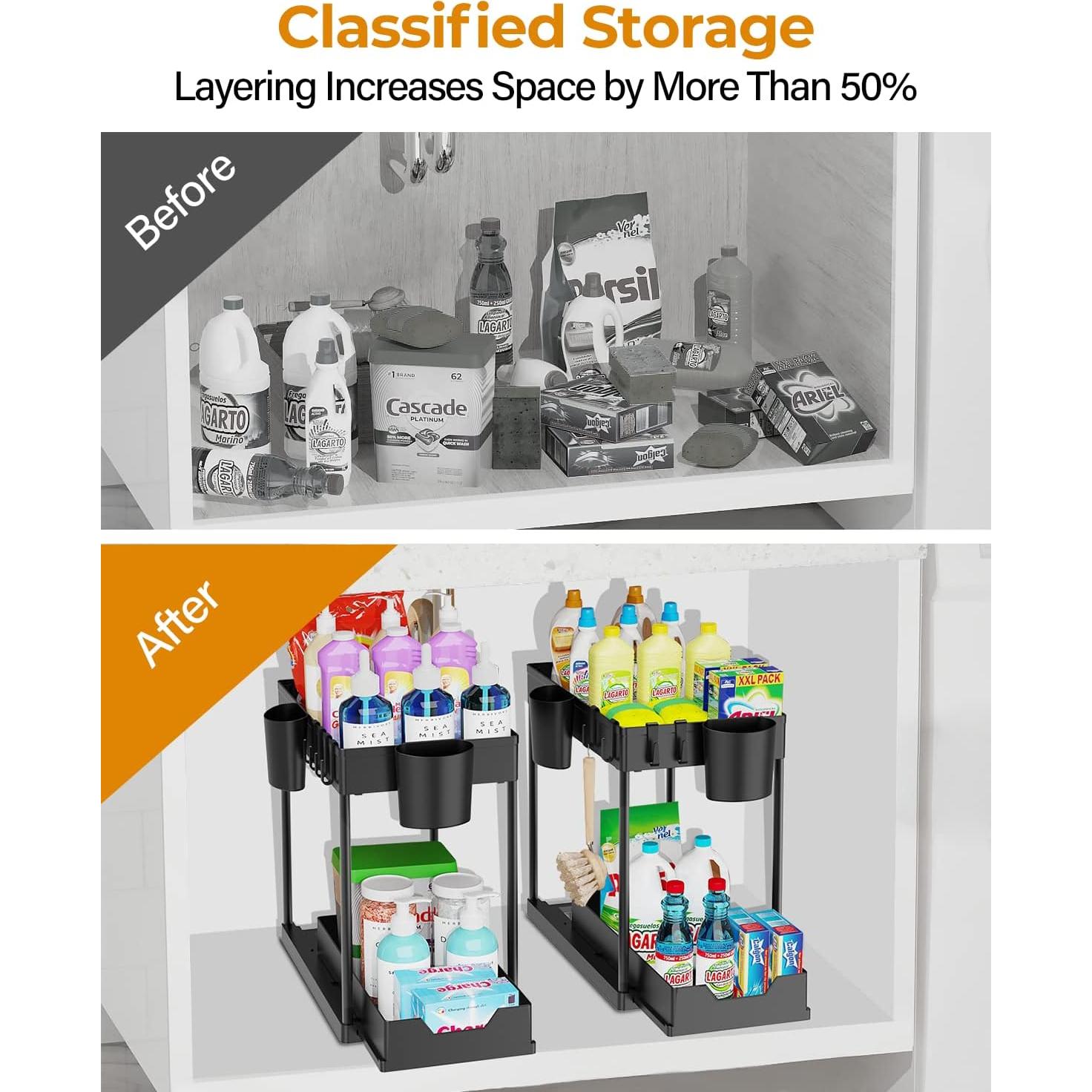 Organizador Bajo el Fregadero DILEASIR 2 Niveles Negro