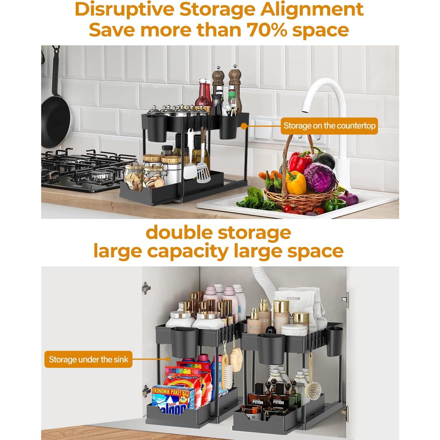 Organizador Bajo el Fregadero DILEASIR 2 Niveles Negro