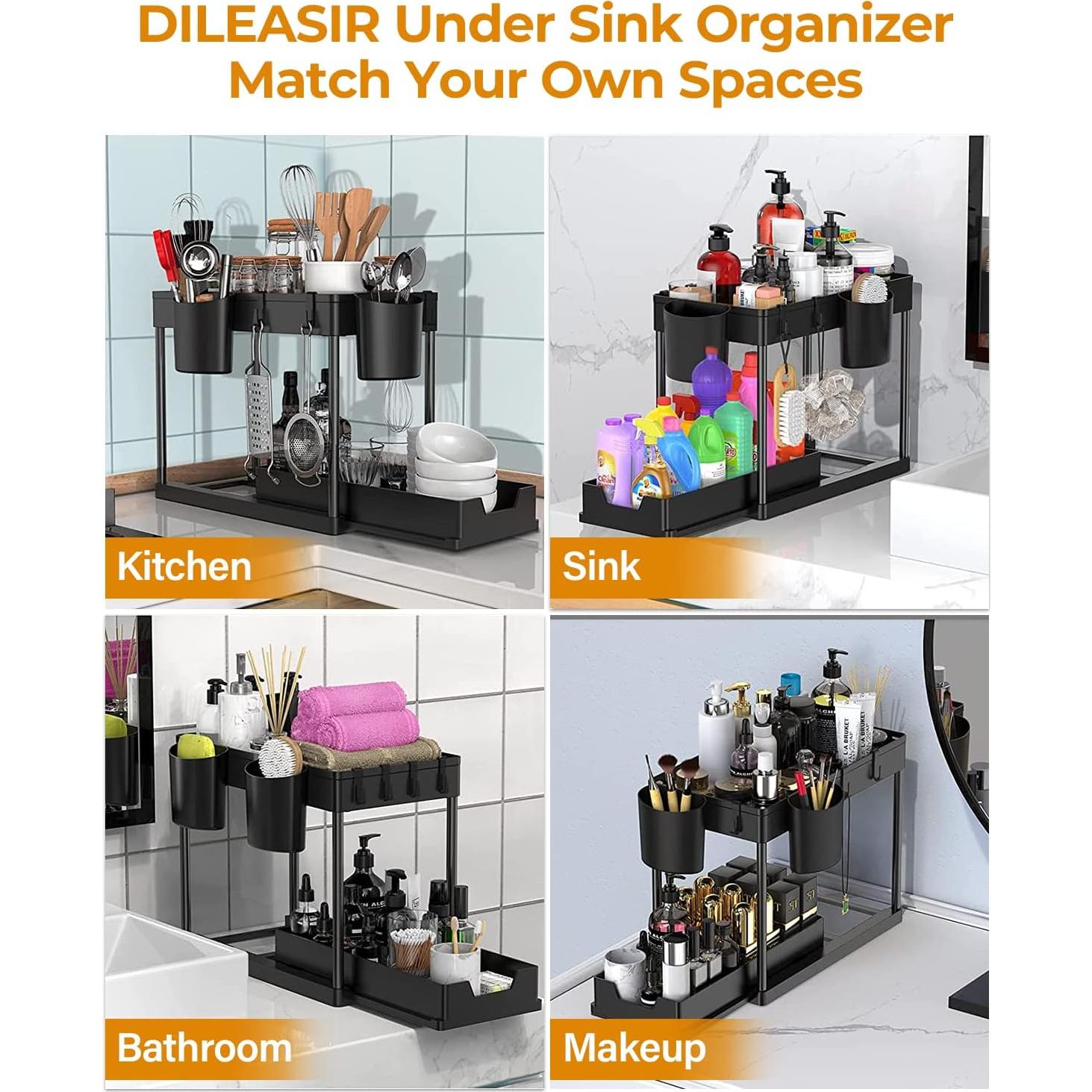 Organizador Bajo el Fregadero DILEASIR 2 Niveles Negro