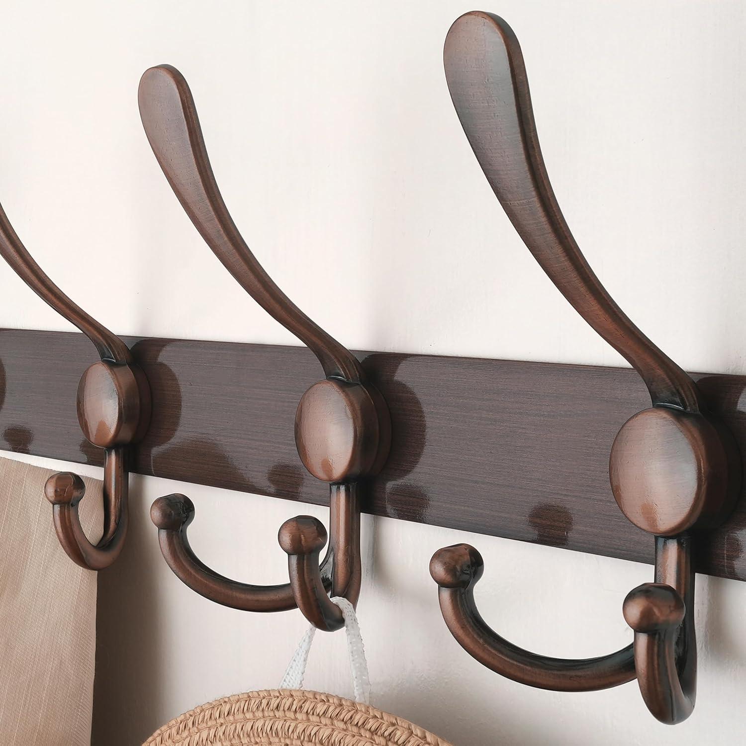 Perchero de pared Dseap - 5 ganchos triples, acero inoxidable, cobre antiguo