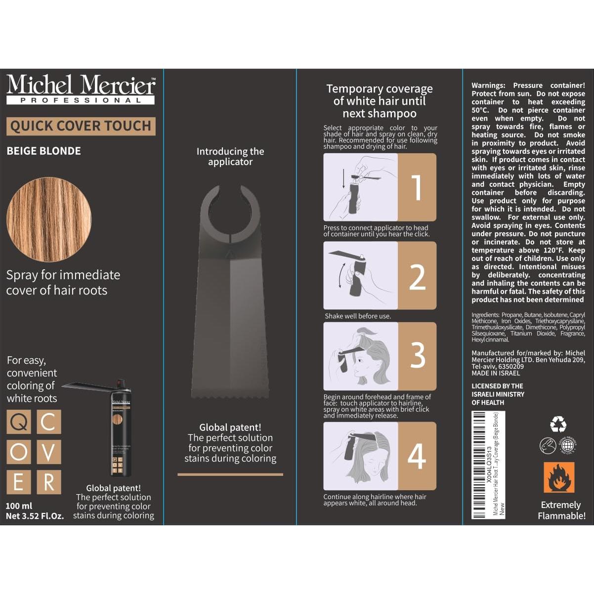 Spray Retoque Raíces Michel Mercier Rubio Beige 117g