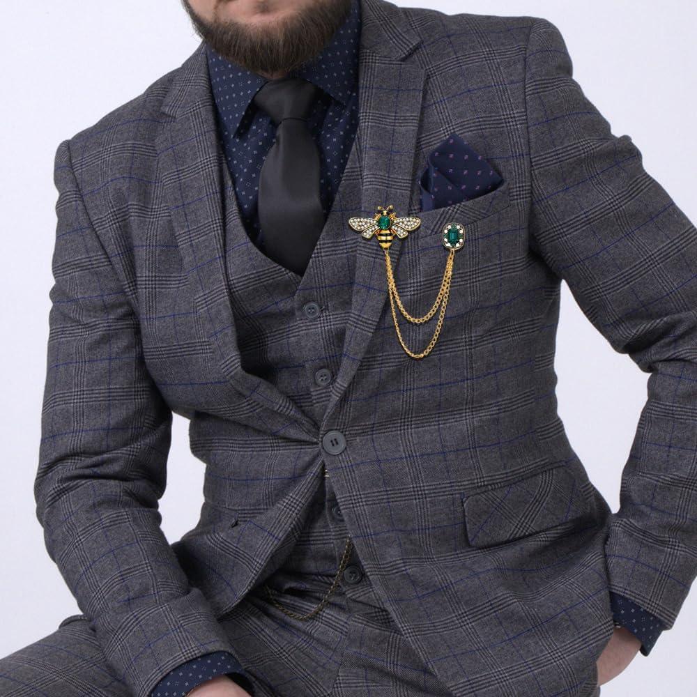 Broche de Insecto Abeja de Cristal XUN Zhe con Cadena 3x2cm