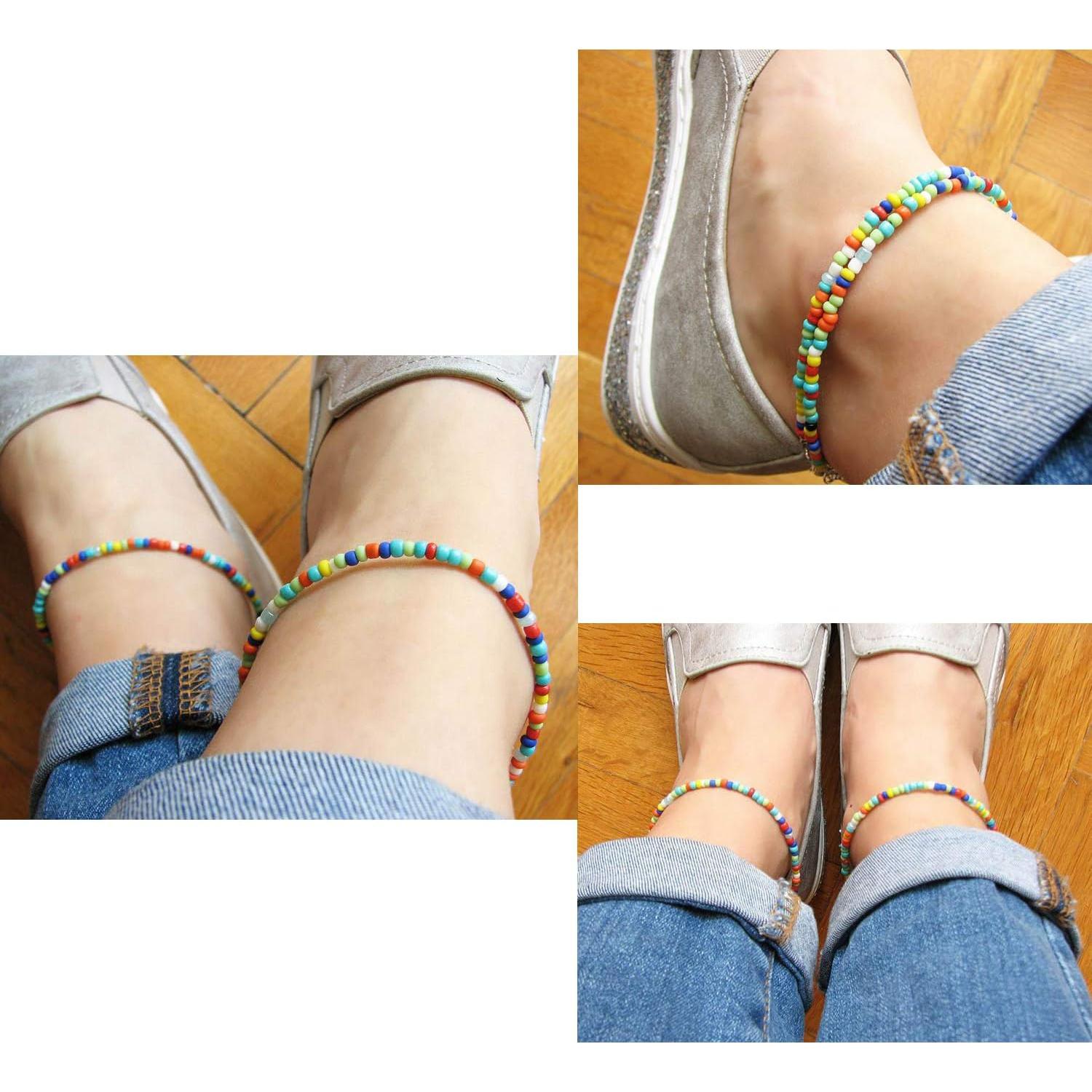 Pulsera de Tobillo Bohemia Starain para Mujeres - Cuentas Coloridas 20 cm