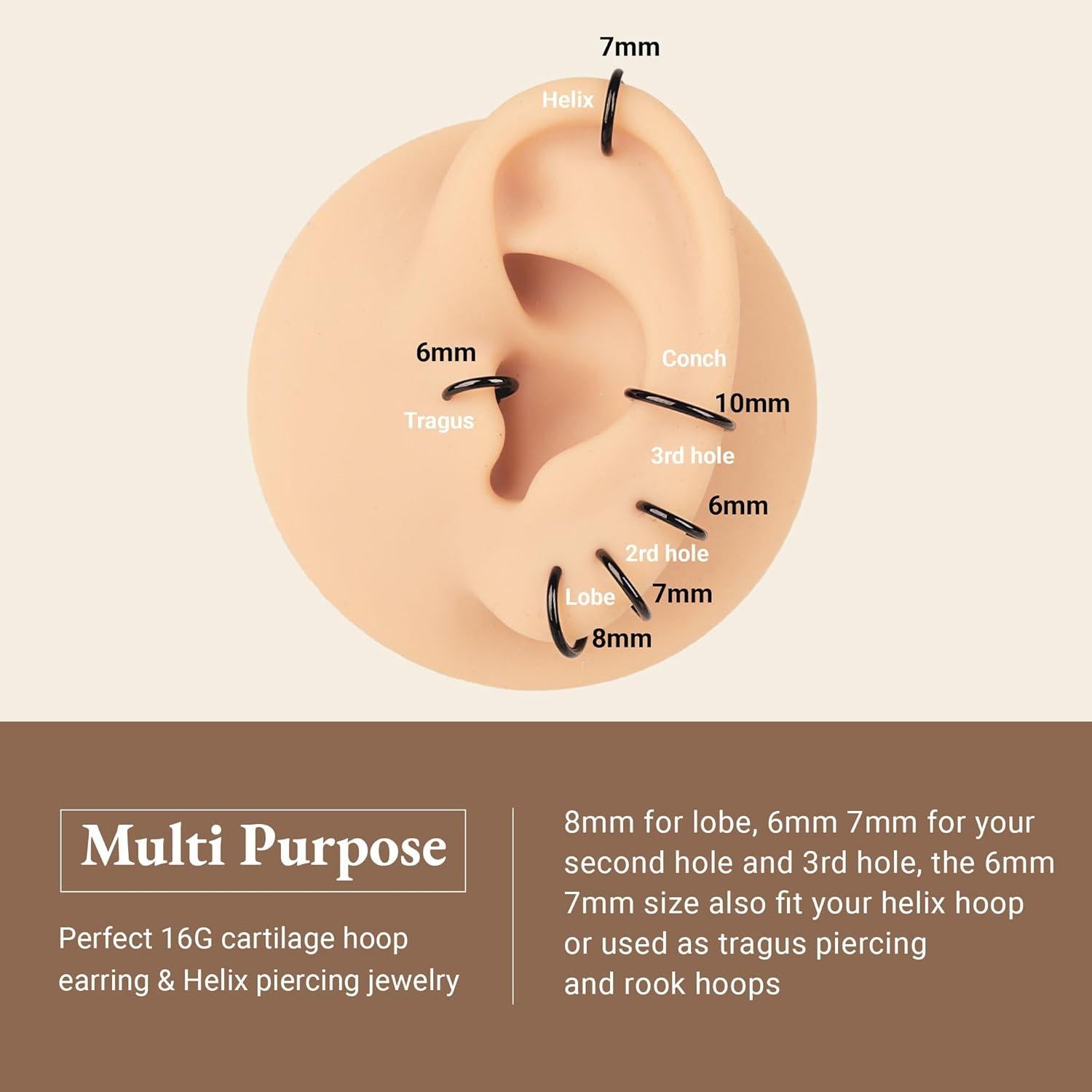 Aros de Septum Clicker 16G LEE&RO Acero Inoxidable 6-10mm