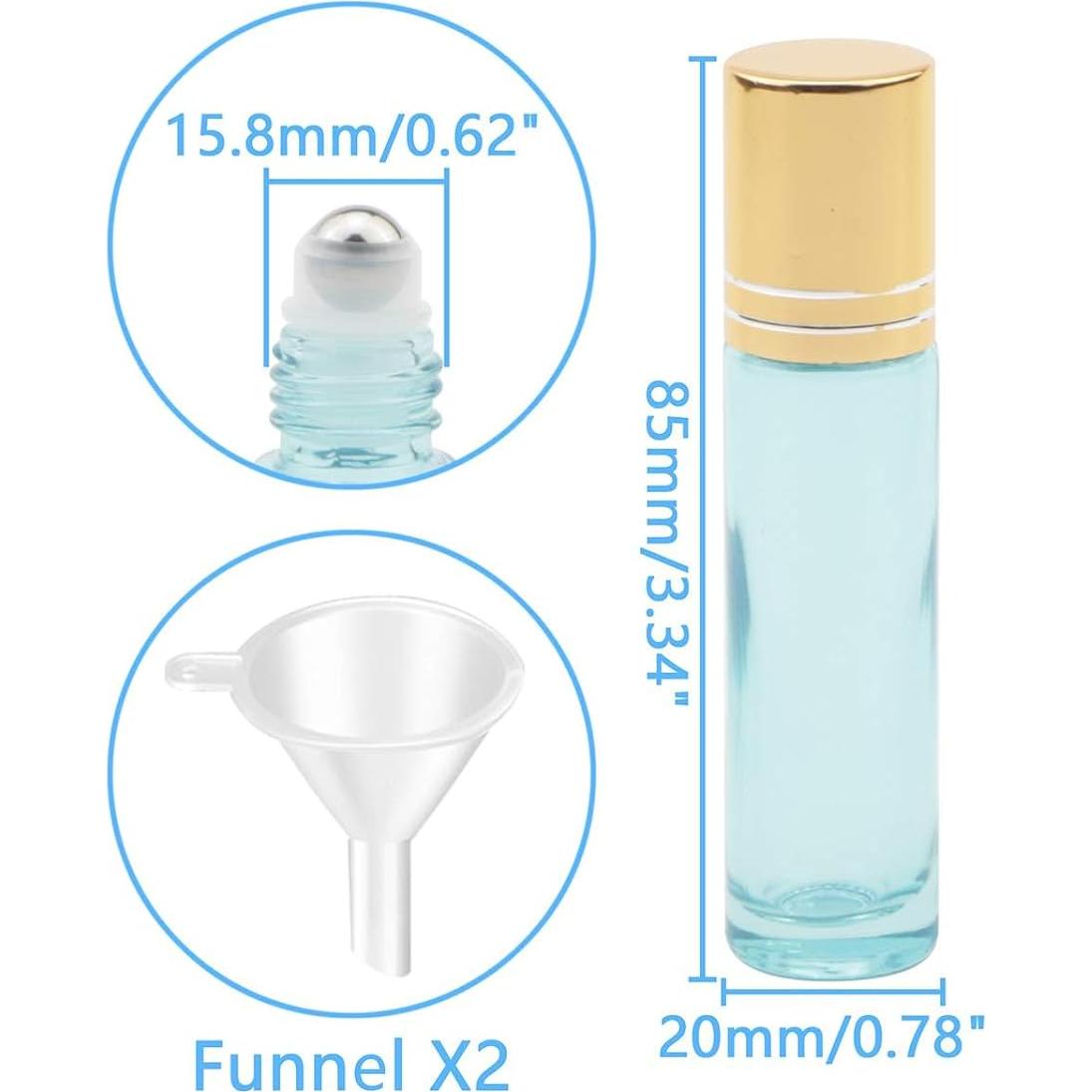 8 Botellas de Vidrio 10ml con Rodillo Newzoll Azul Perla