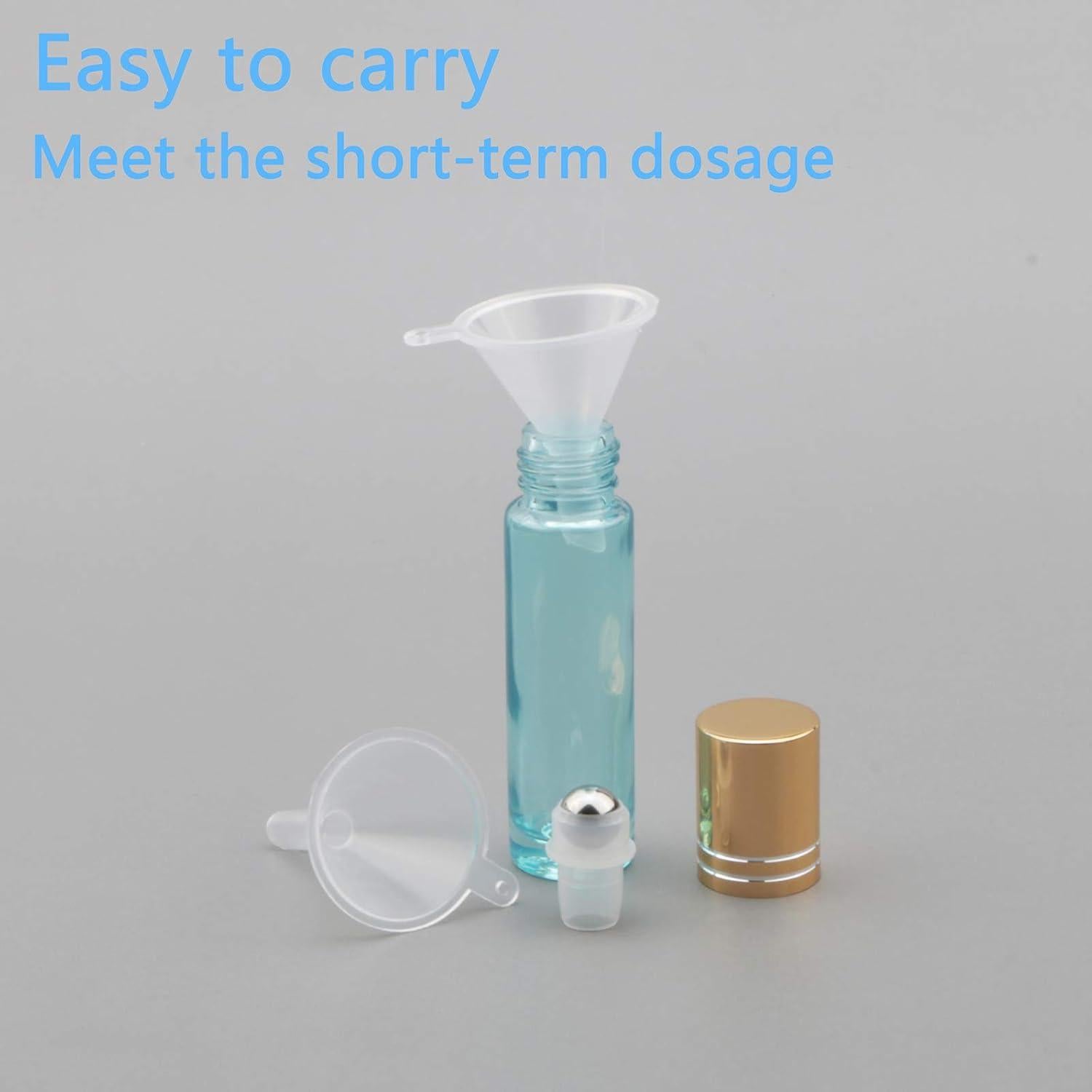 8 Botellas de Vidrio 10ml con Rodillo Newzoll Azul Perla