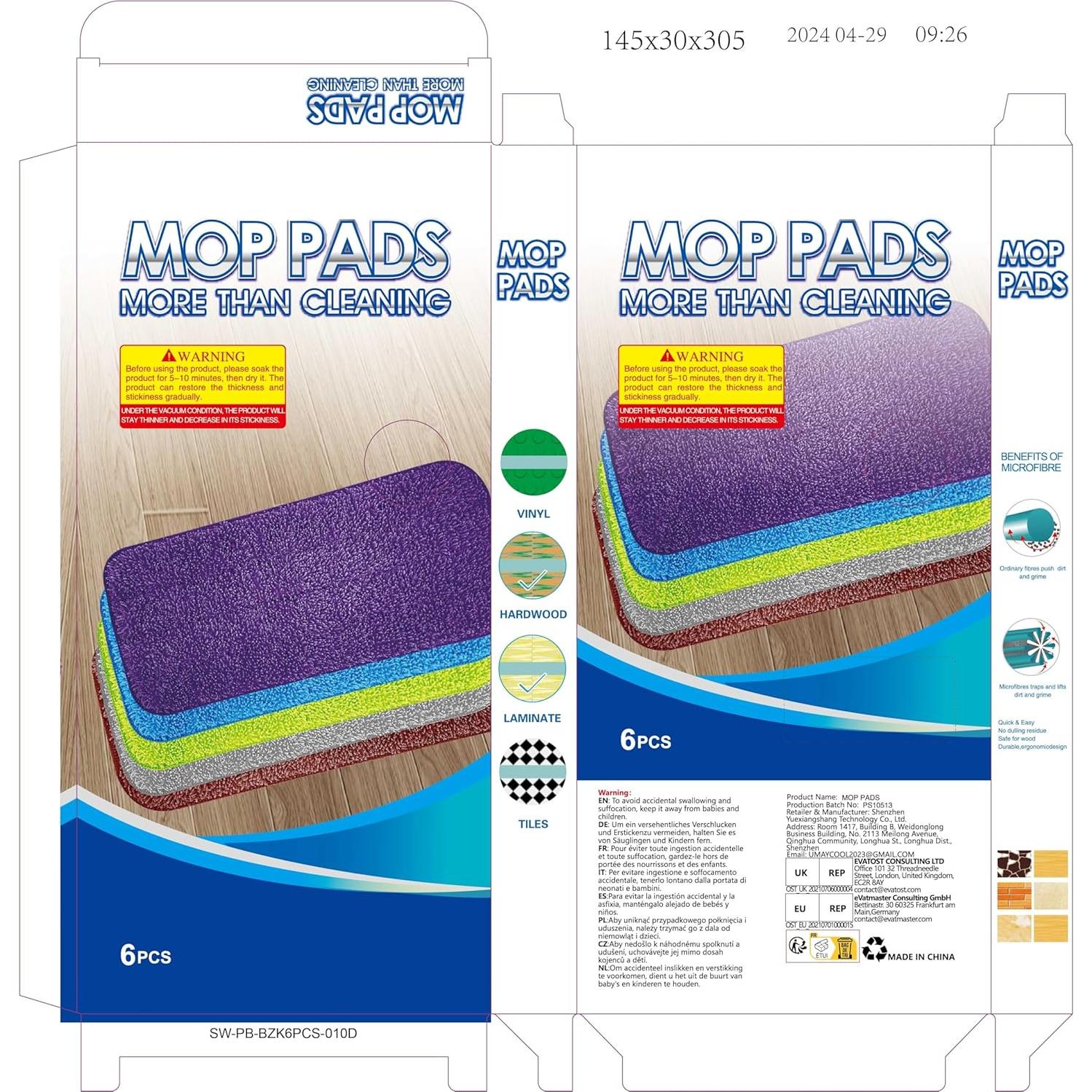 Almohadillas de Mopa Reutilizables UMAYCOOL para Swiffer WetJet - 6 Piezas