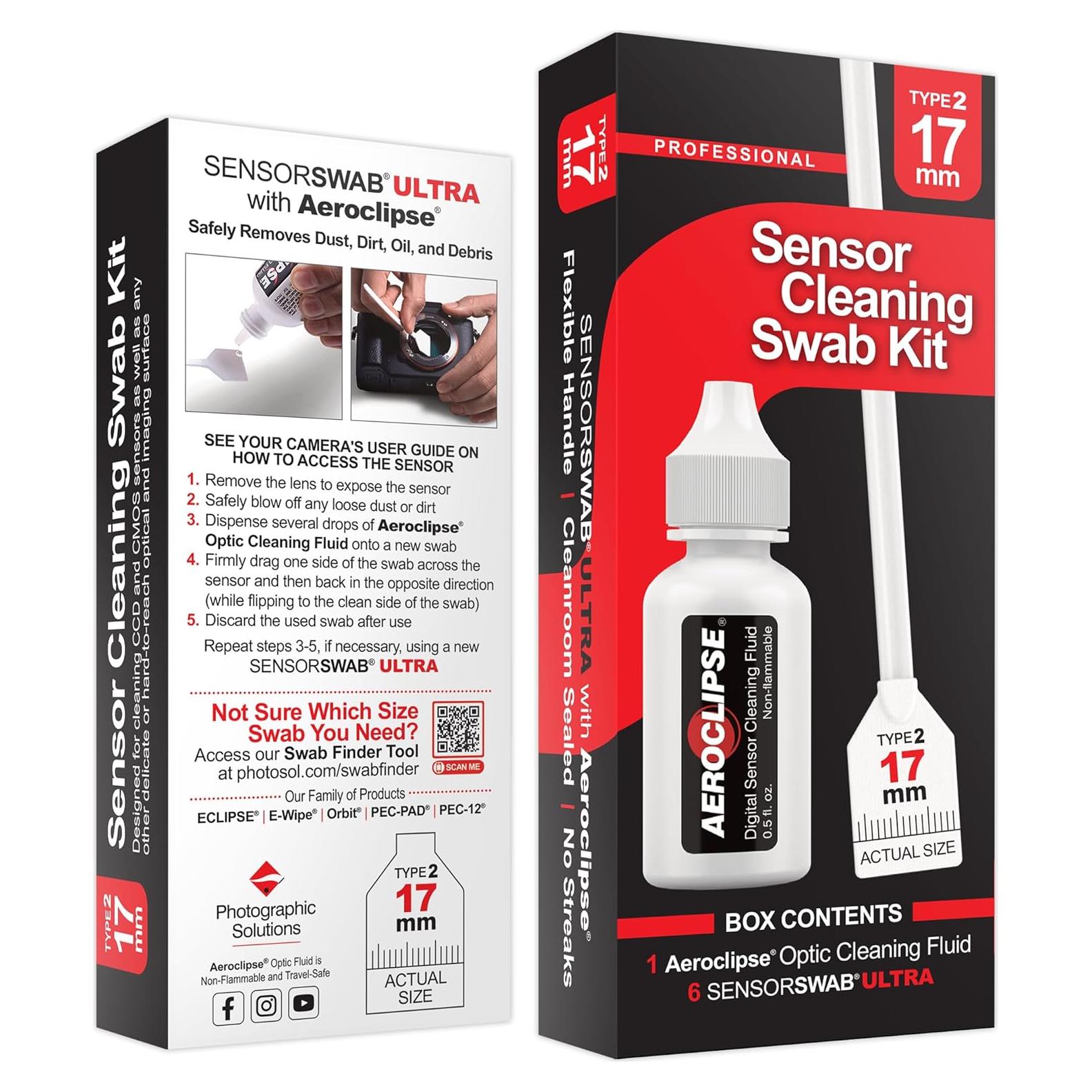 Kit de limpieza de sensor Aeroclipse 15ml + 6 hisopos 17mm