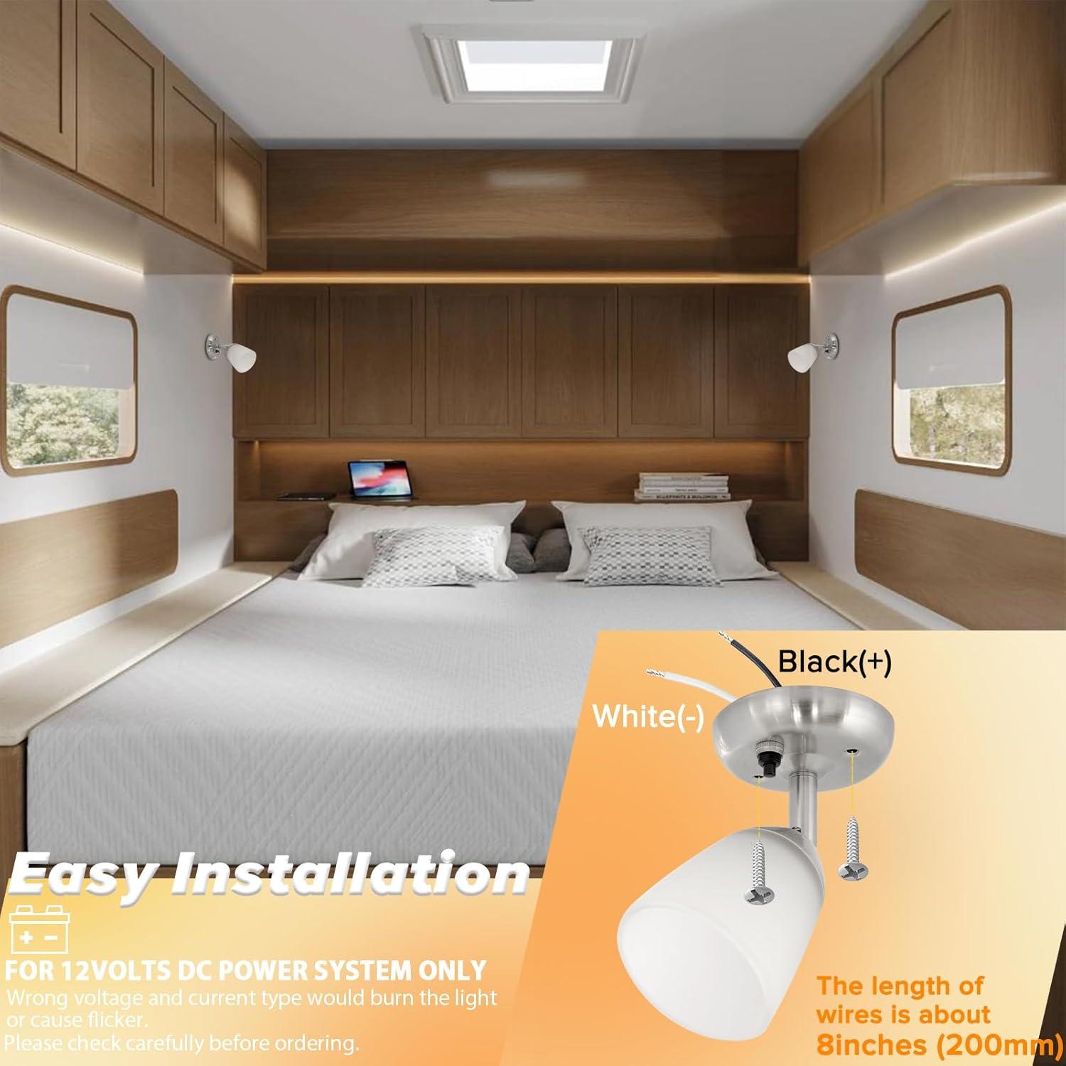 Luz de lectura LED Dream Lighting 12V 3W 3000K para RV y barco