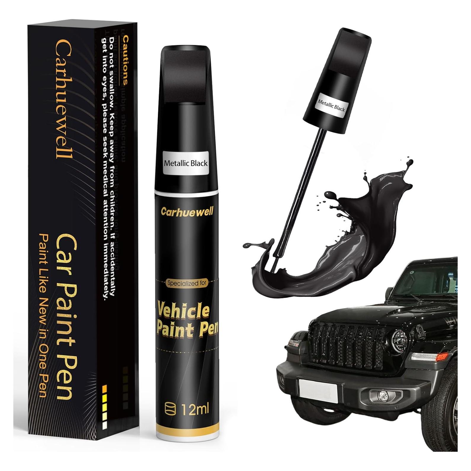 Bolígrafo de Pintura de Retoque Carhuewell 12ml Negro Metálico