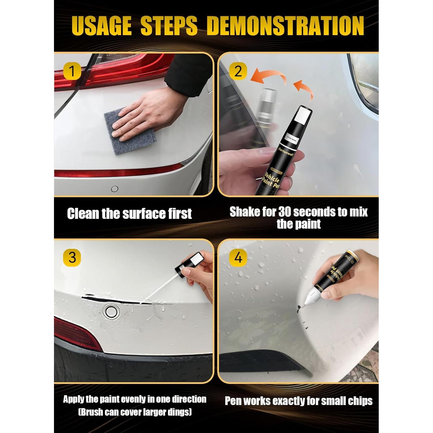 Bolígrafo de Pintura de Retoque Carhuewell 12ml Negro Metálico