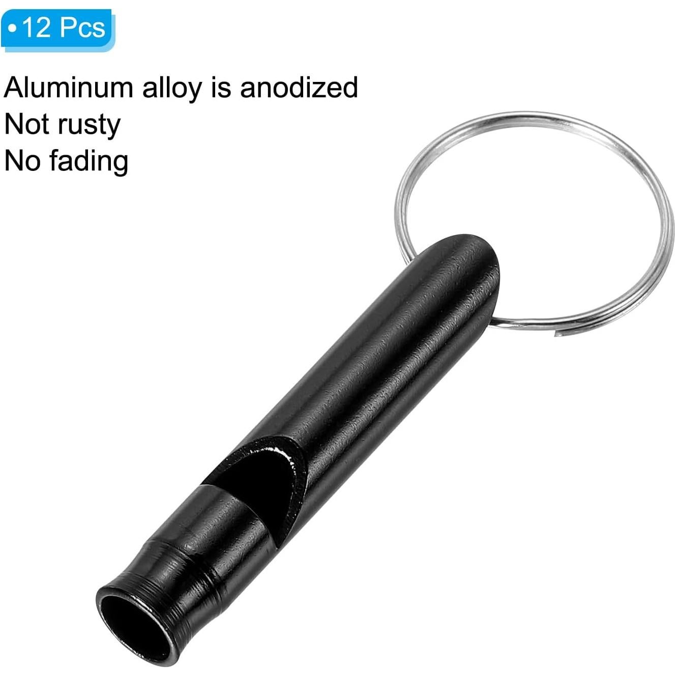 Silbato de Emergencia PATIKIL de Aluminio Negro - 12 Piezas