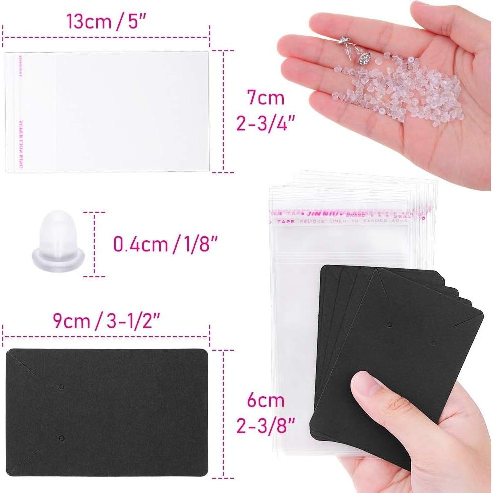 Set de Tarjetas para Pendientes Anezus - 100 Tarjetas + 100 Bolsas + 200 Respaldos