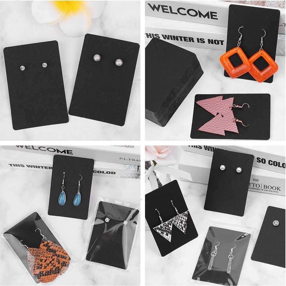 Set de Tarjetas para Pendientes Anezus - 100 Tarjetas + 100 Bolsas + 200 Respaldos