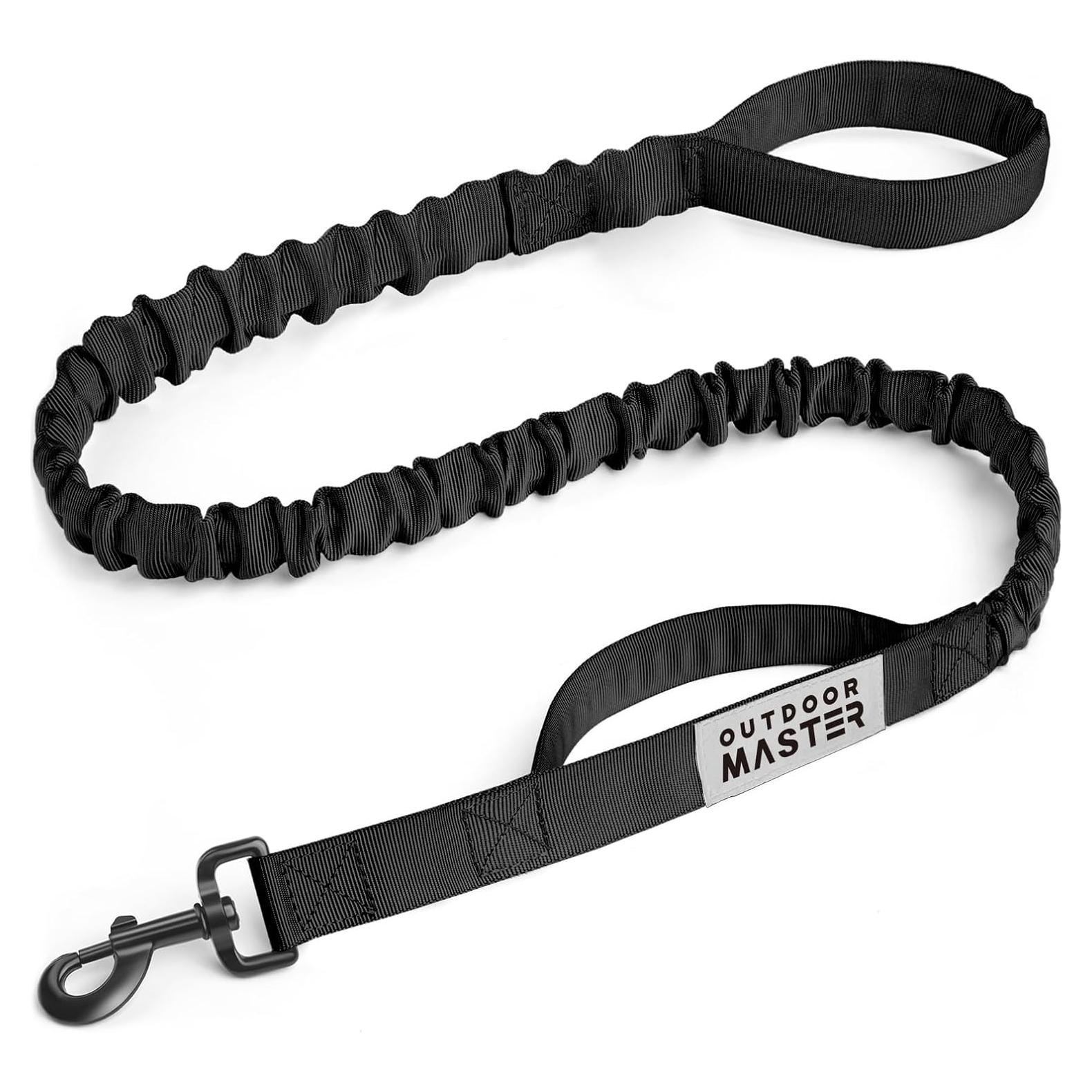 Correa Bungee para Perros OutdoorMaster 1.45 m Negra con 2 Mangos